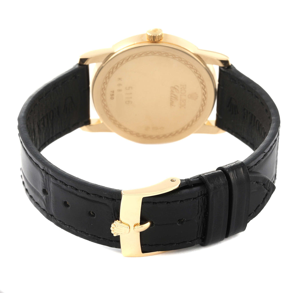 Rolex Cellini Classic 18K Yellow Gold Roman Dial Mens Watch 5116