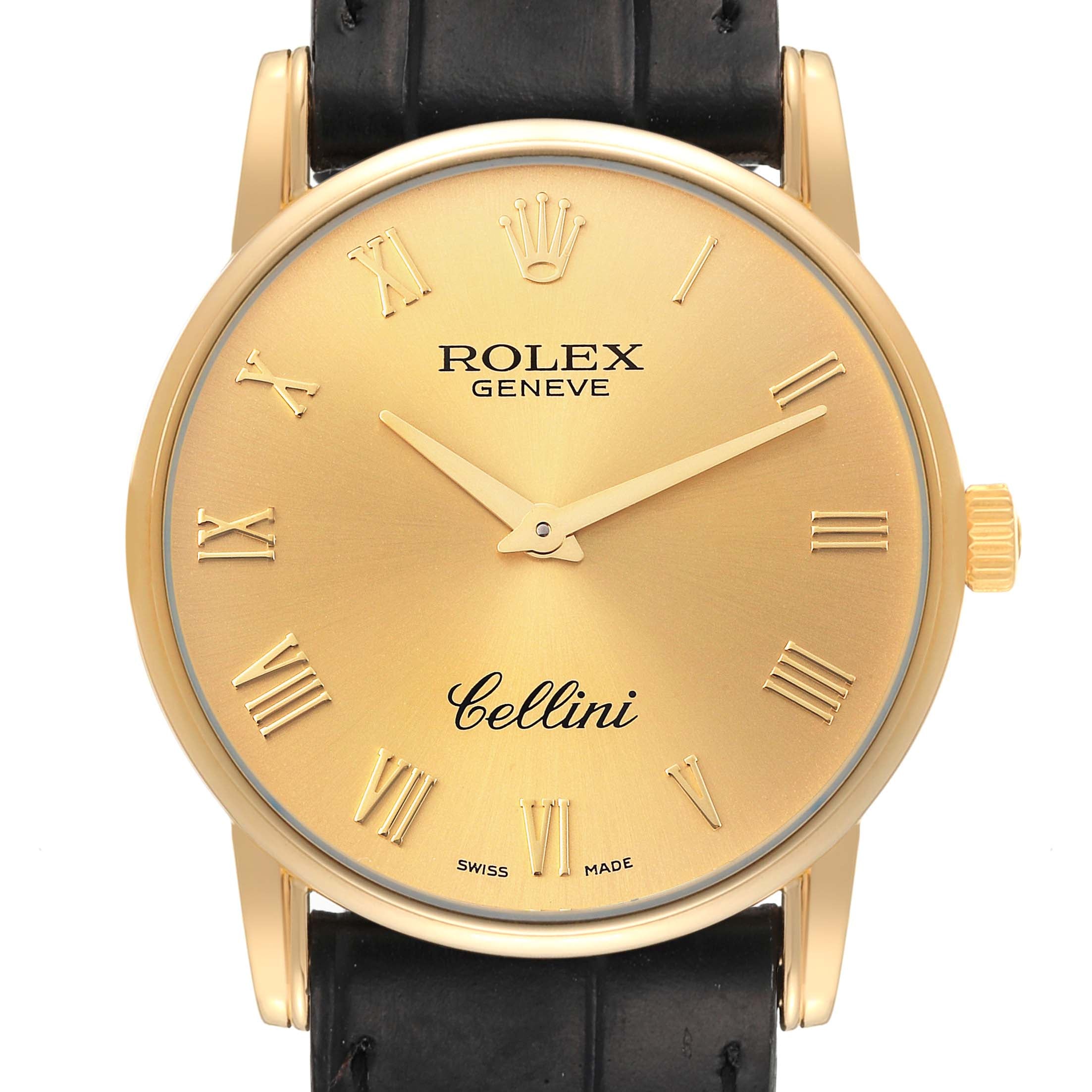 Rolex Cellini Classic 18K Yellow Gold Roman Dial Mens Watch 5116