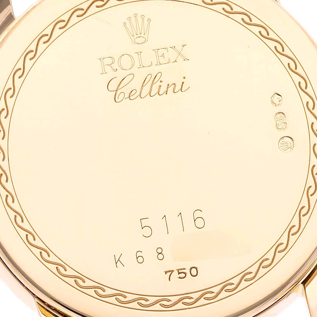Rolex Cellini Classic 18K Yellow Gold Roman Dial Mens Watch 5116
