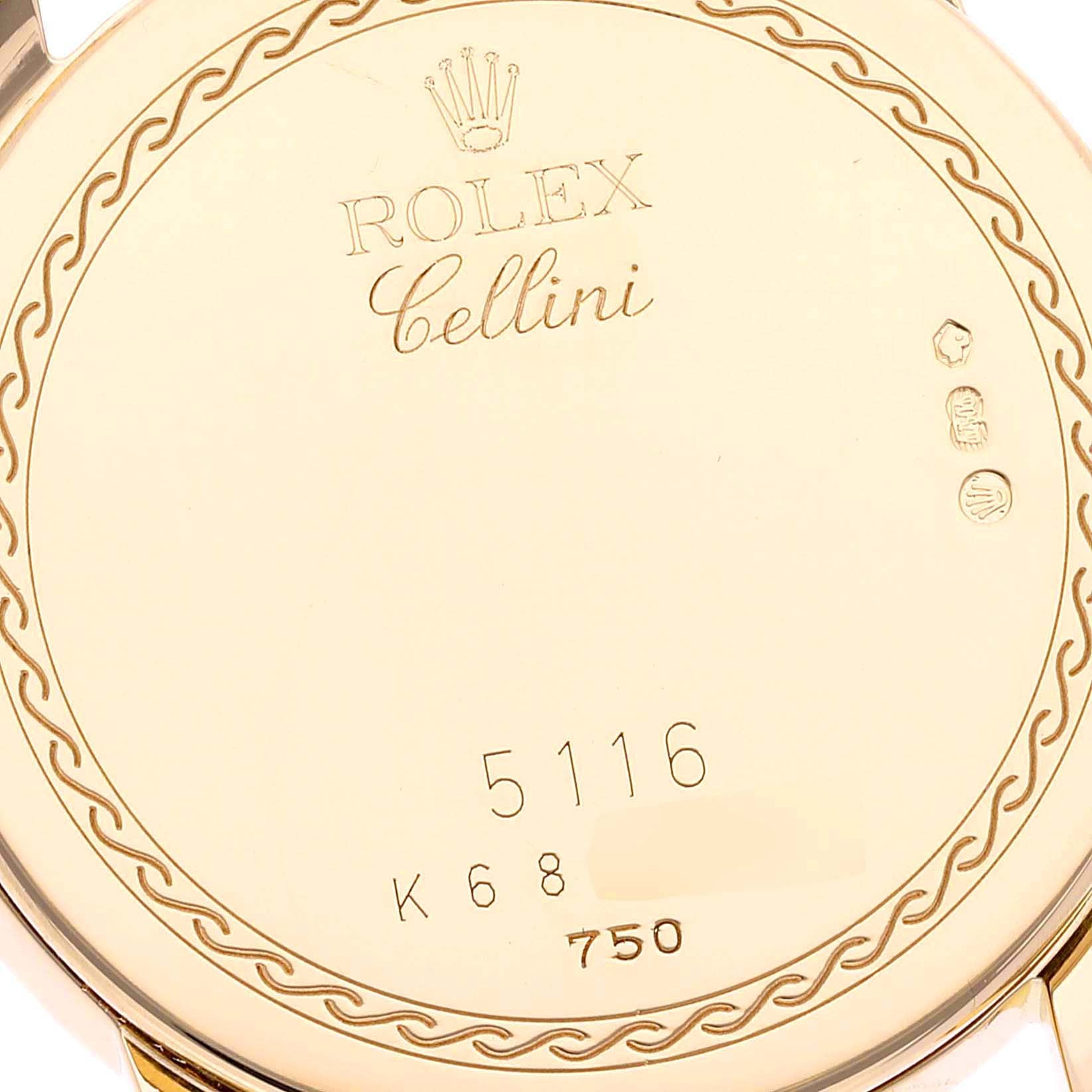 Rolex Cellini Classic 18K Yellow Gold Roman Dial Mens Watch 5116