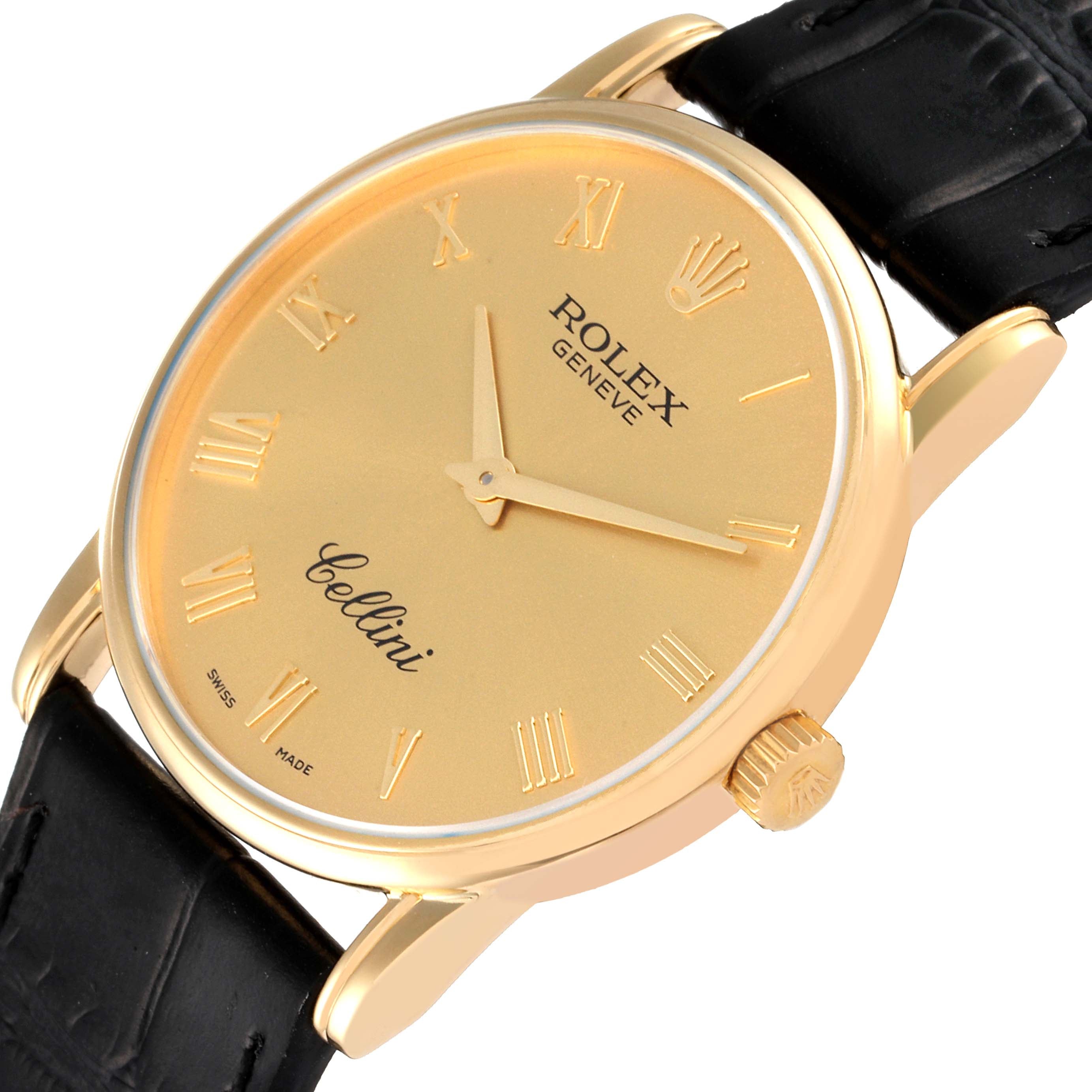 Rolex Cellini Classic 18K Yellow Gold Roman Dial Mens Watch 5116