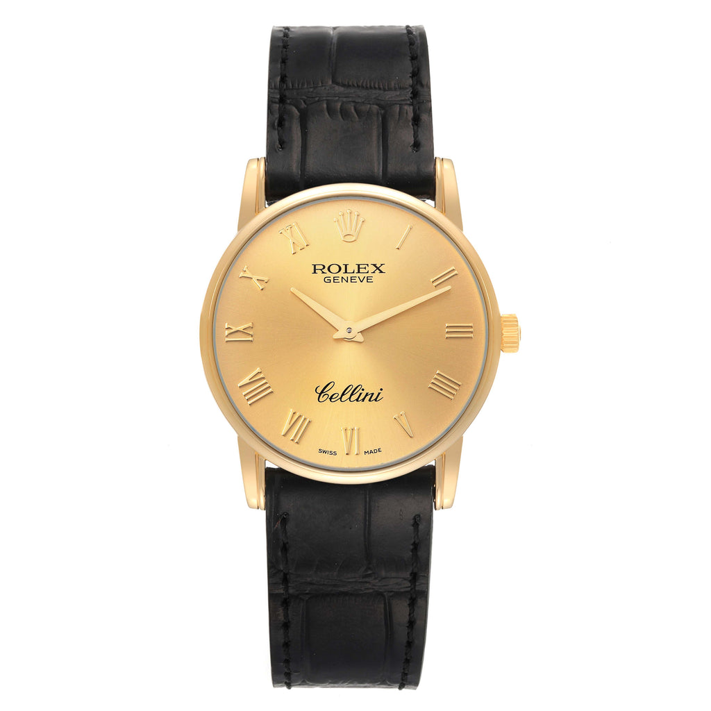 Rolex Cellini Classic 18K Yellow Gold Roman Dial Mens Watch 5116