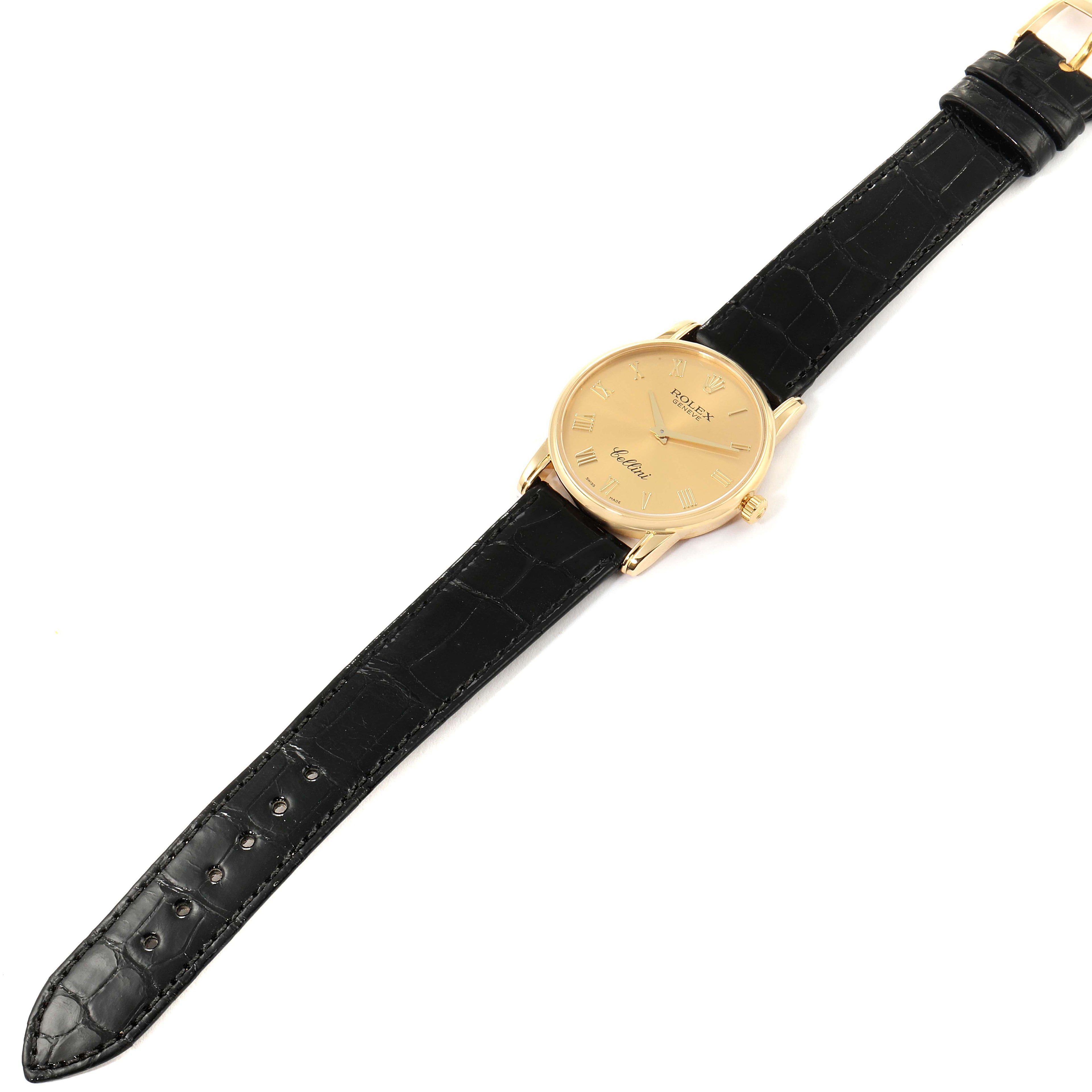 Rolex Cellini Classic 18k Yellow Gold Roman Dial Mens Watch 5116 Box Card
