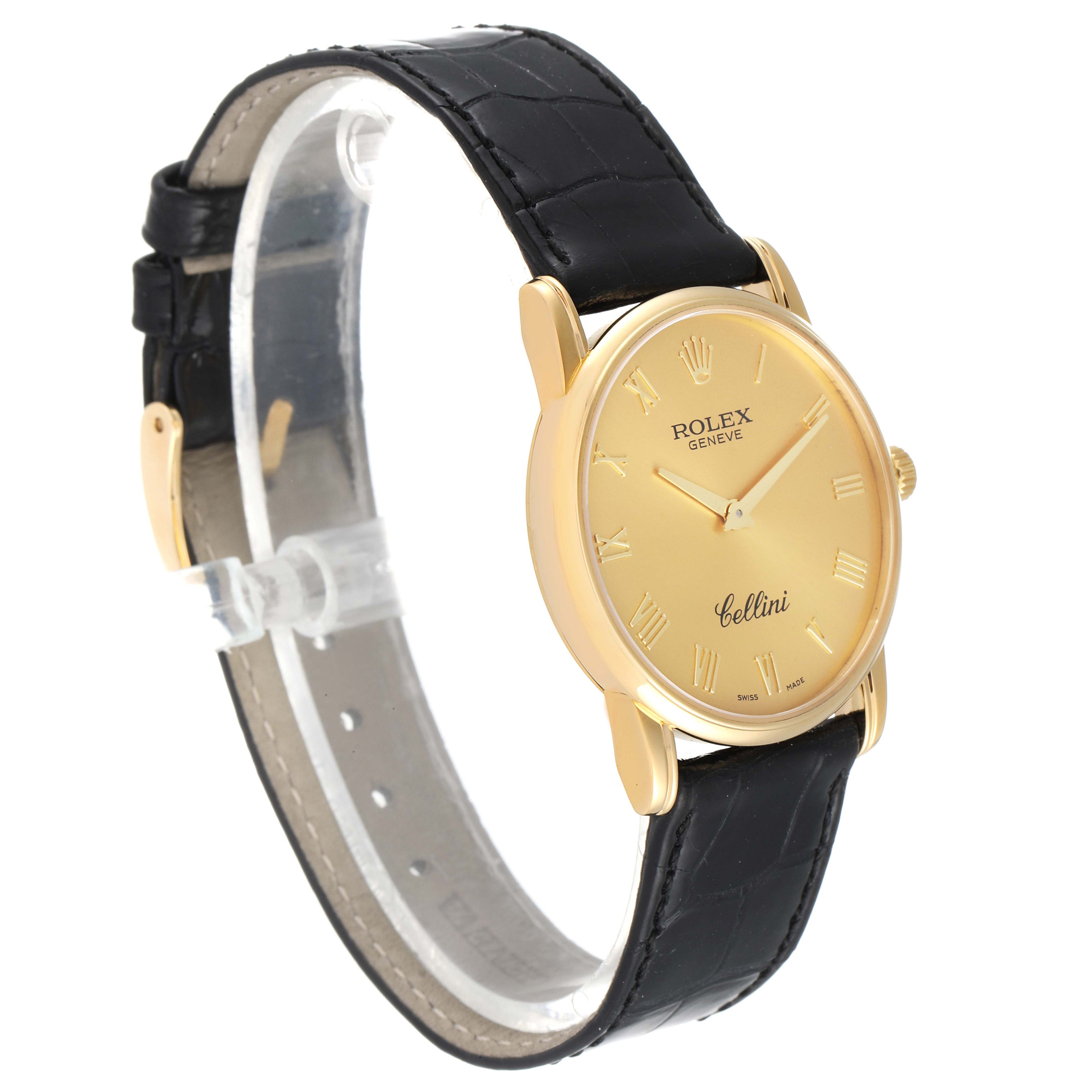 Rolex Cellini Classic 18k Yellow Gold Roman Dial Mens Watch 5116 Box Card