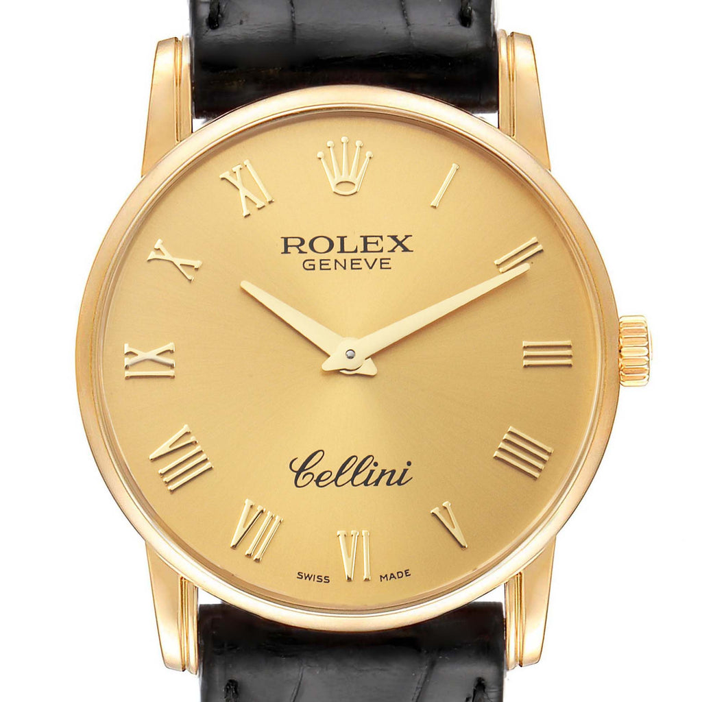 Rolex Cellini Classic 18k Yellow Gold Roman Dial Mens Watch 5116 Box Card