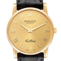 Rolex Cellini Classic 18k Yellow Gold Roman Dial Mens Watch 5116 Box Card