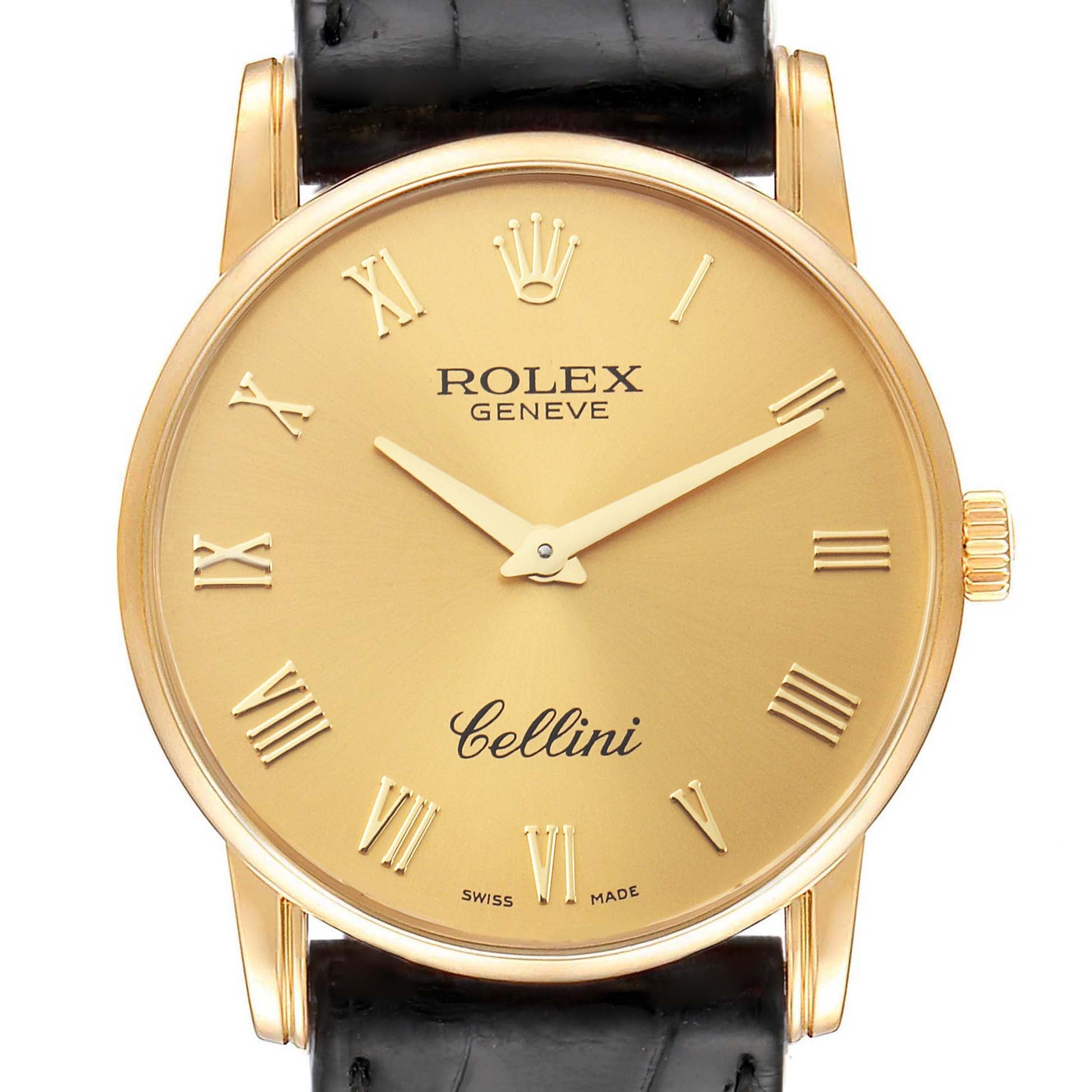 Rolex Cellini Classic 18k Yellow Gold Roman Dial Mens Watch 5116 Box Card