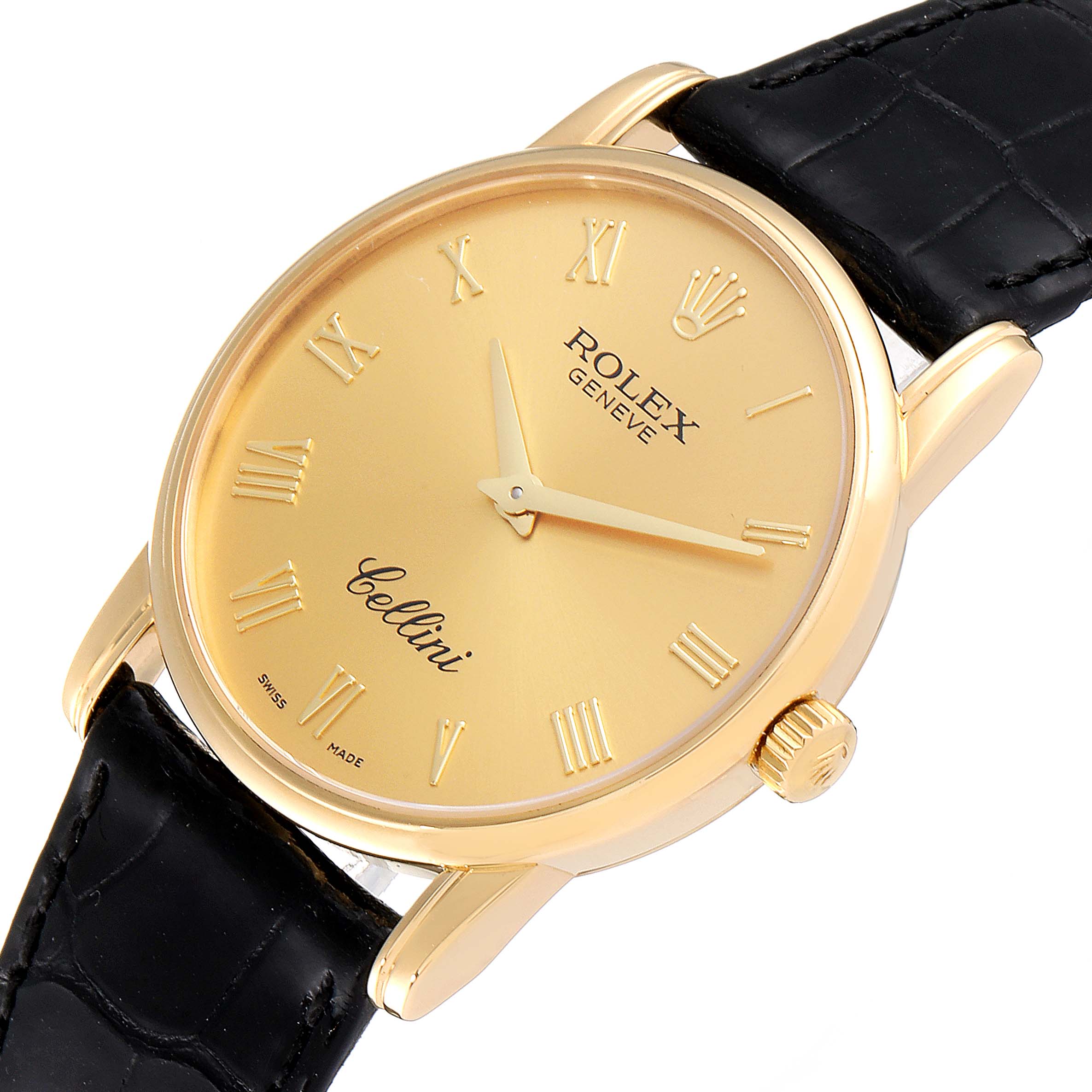 Rolex Cellini Classic 18k Yellow Gold Roman Dial Mens Watch 5116 Box Card