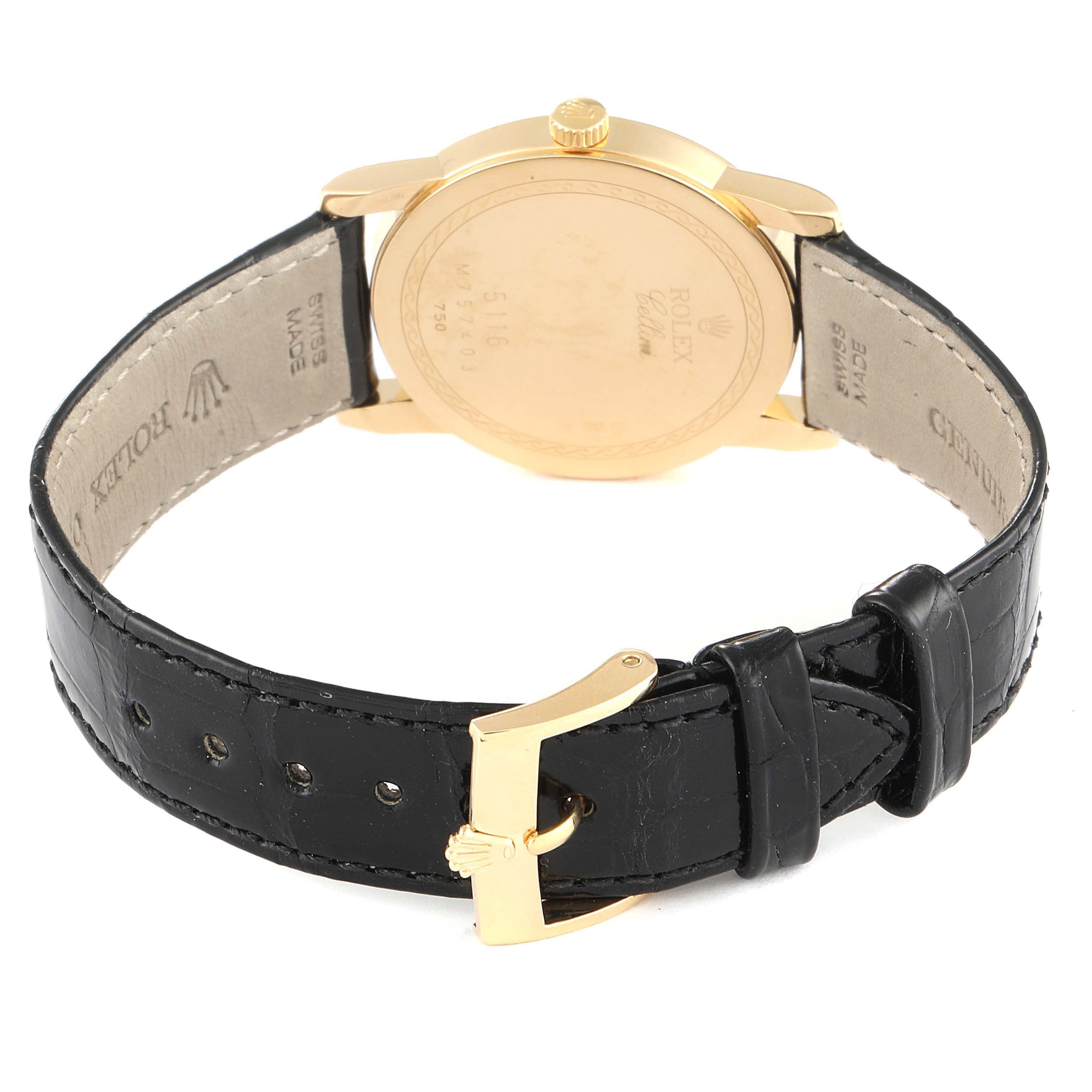 Rolex Cellini Classic 18k Yellow Gold Roman Dial Mens Watch 5116 Box Card