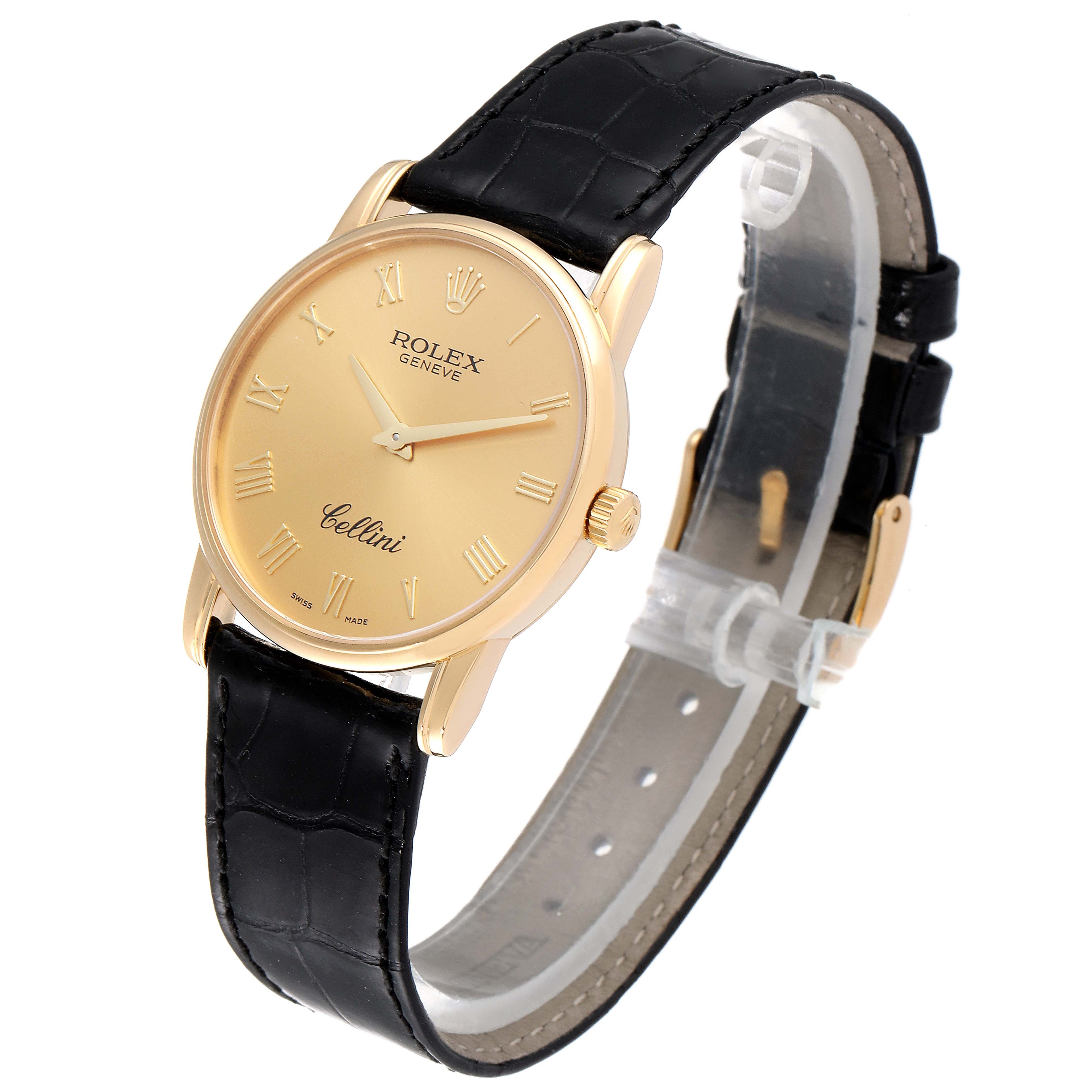Rolex Cellini Classic 18k Yellow Gold Roman Dial Mens Watch 5116 Box Card