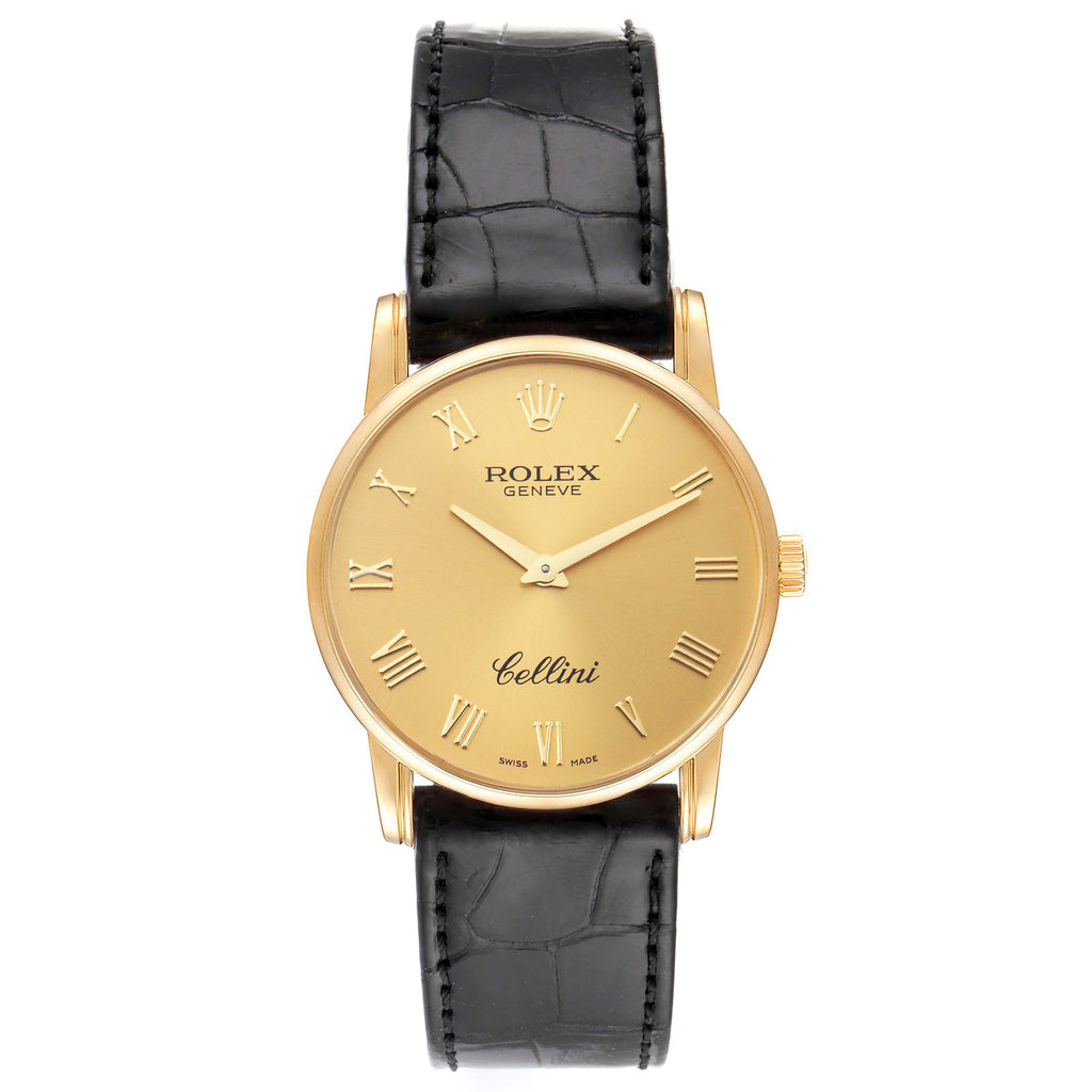 Rolex Cellini Classic 18k Yellow Gold Roman Dial Mens Watch 5116 Box Card