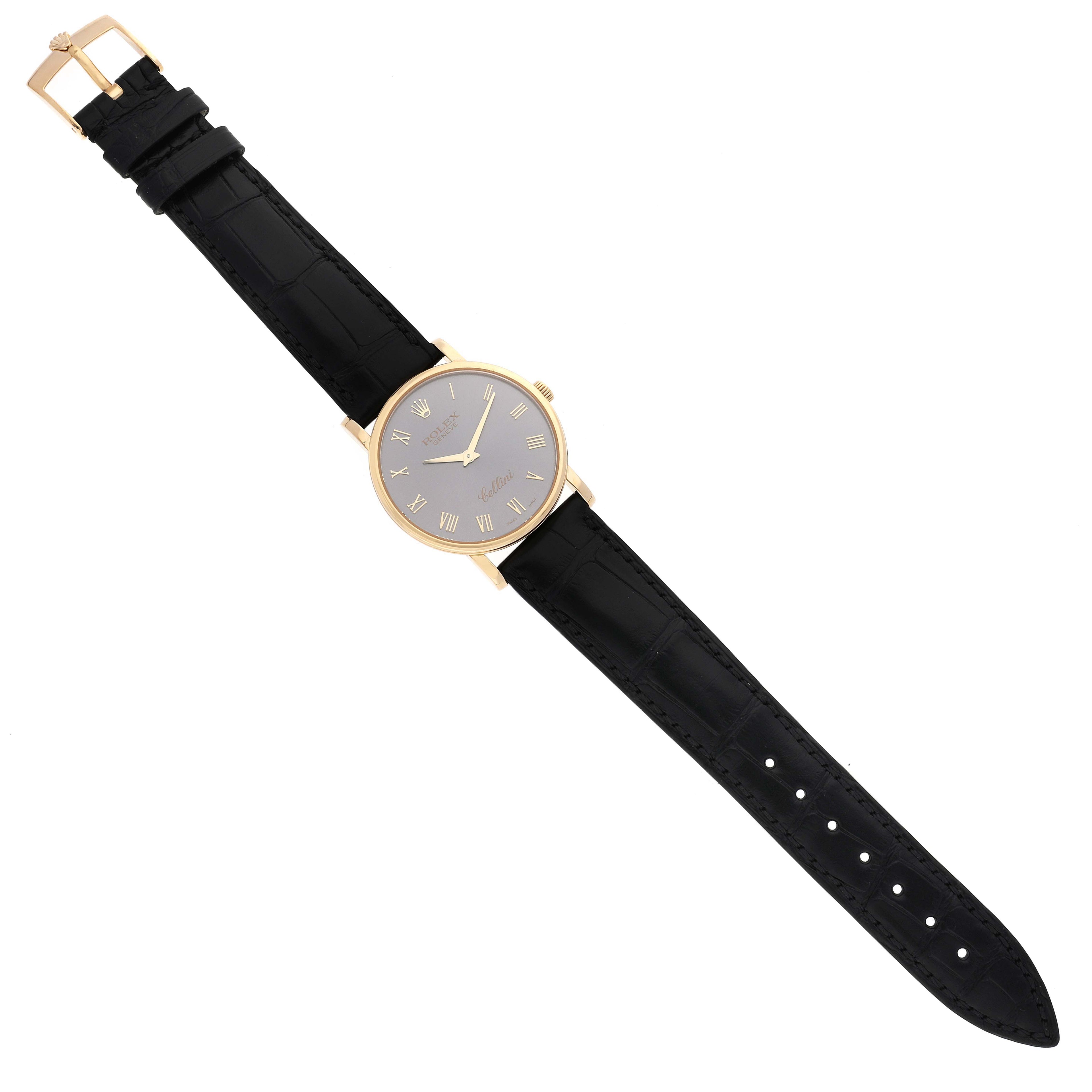 Rolex Cellini Classic 18K Yellow Gold Slate Roman Dial Mens Watch 5115