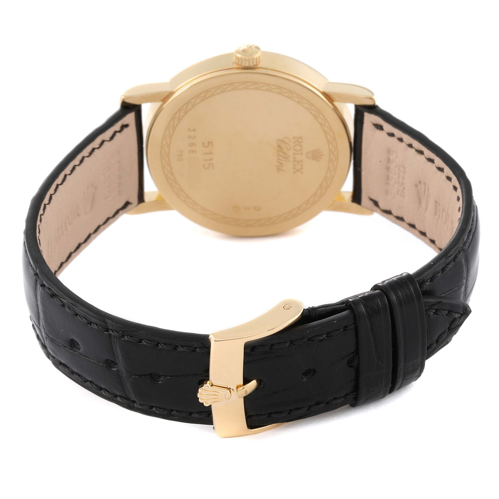 Rolex Cellini Classic 18K Yellow Gold Slate Roman Dial Mens Watch 5115