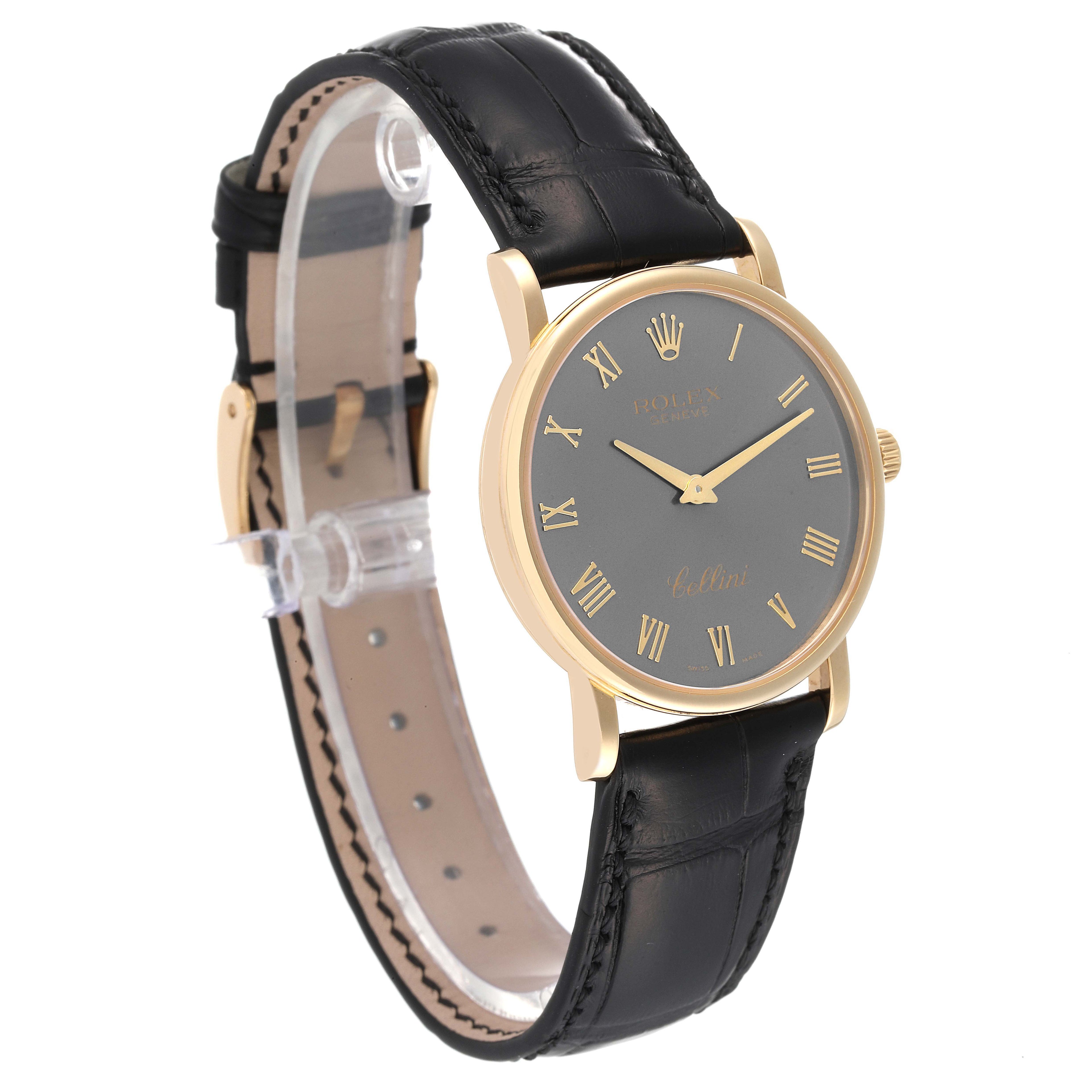Rolex Cellini Classic 18K Yellow Gold Slate Roman Dial Mens Watch 5115