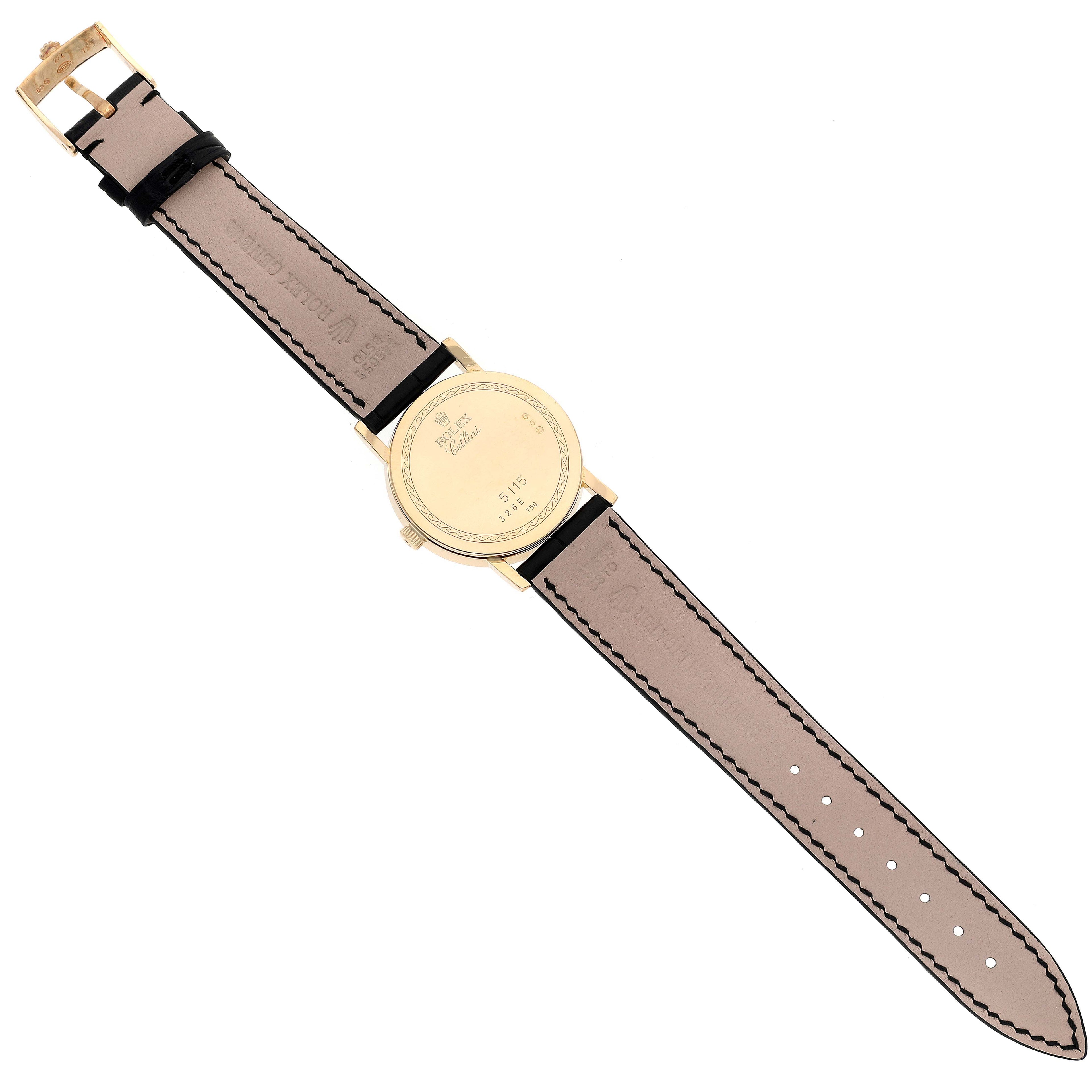 Rolex Cellini Classic 18K Yellow Gold Slate Roman Dial Mens Watch 5115