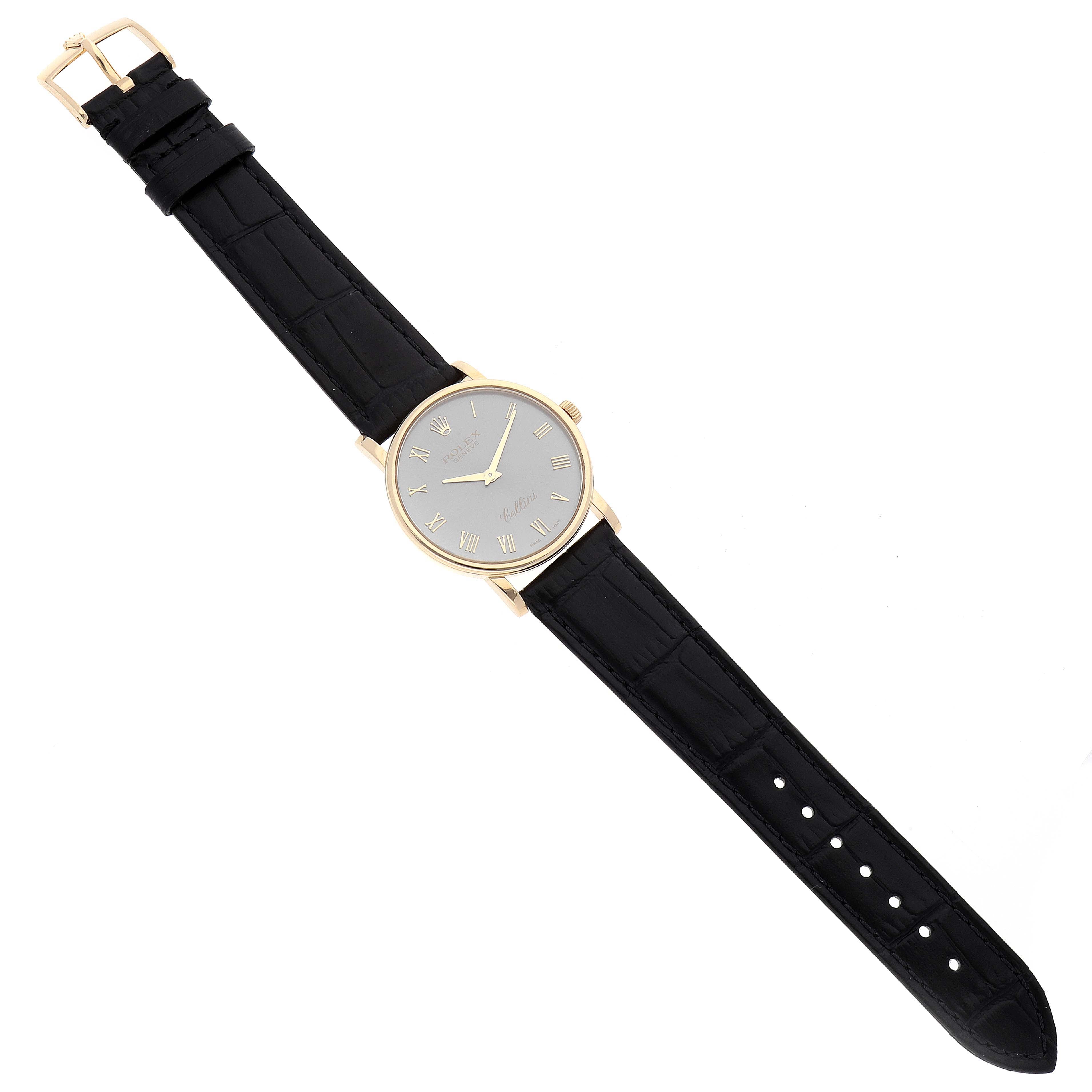 Rolex Cellini Classic 18K Yellow Gold Slate Roman Dial Mens Watch 5115 Card