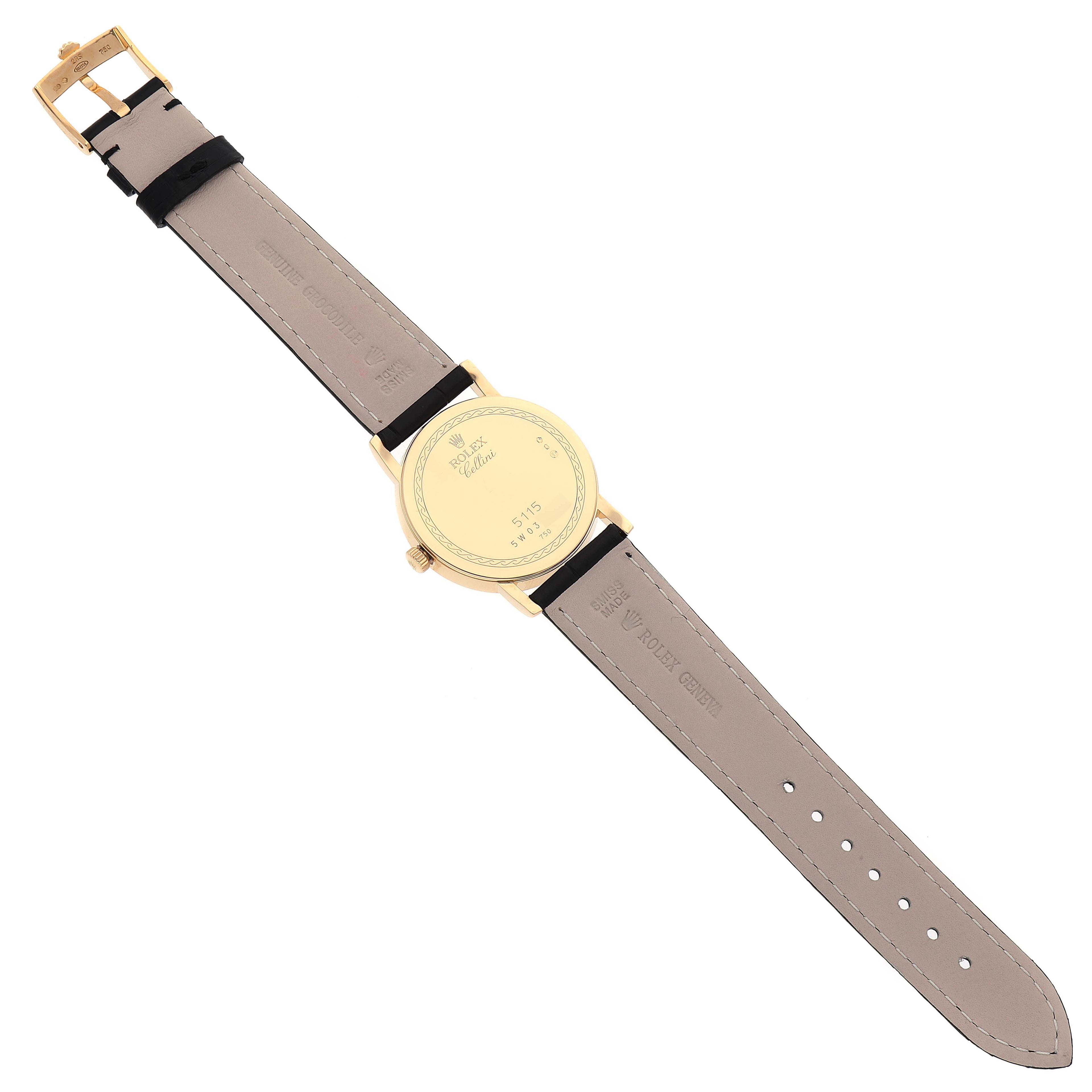 Rolex Cellini Classic 18K Yellow Gold Slate Roman Dial Mens Watch 5115 Card