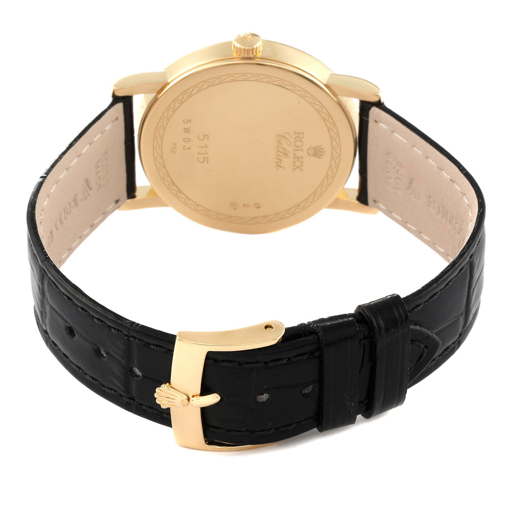 Rolex Cellini Classic 18K Yellow Gold Slate Roman Dial Mens Watch 5115 Card