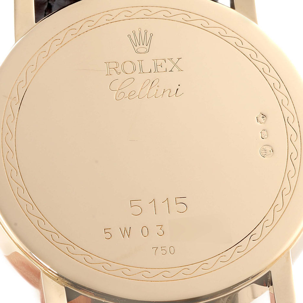 Rolex Cellini Classic 18K Yellow Gold Slate Roman Dial Mens Watch 5115 Card