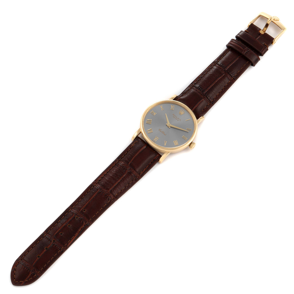 Rolex Cellini Classic 18K Yellow Gold Slate Roman Dial Watch 5115