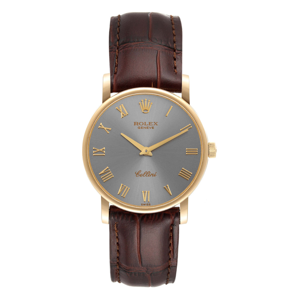 Rolex Cellini Classic 18K Yellow Gold Slate Roman Dial Watch 5115