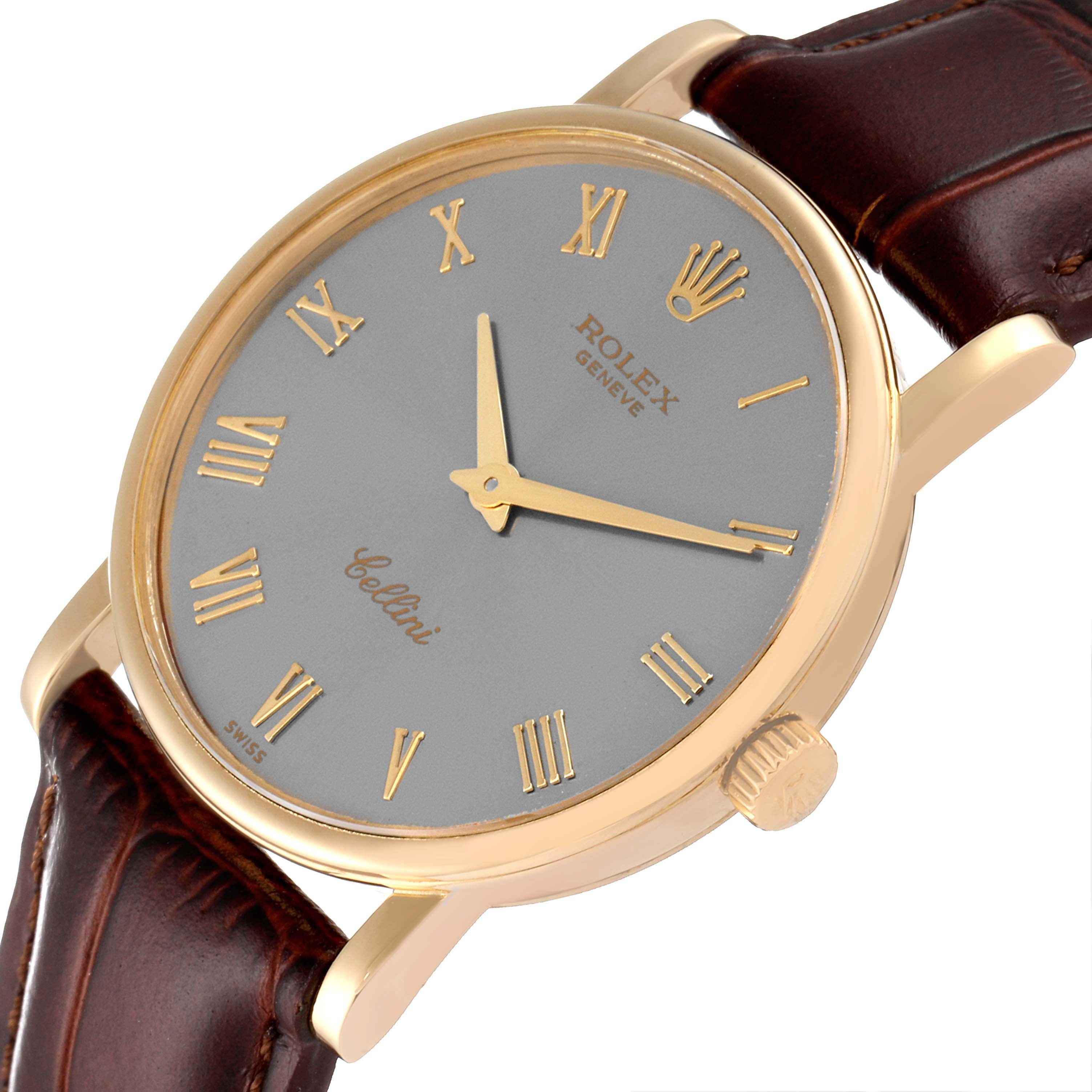 Rolex Cellini Classic 18K Yellow Gold Slate Roman Dial Watch 5115