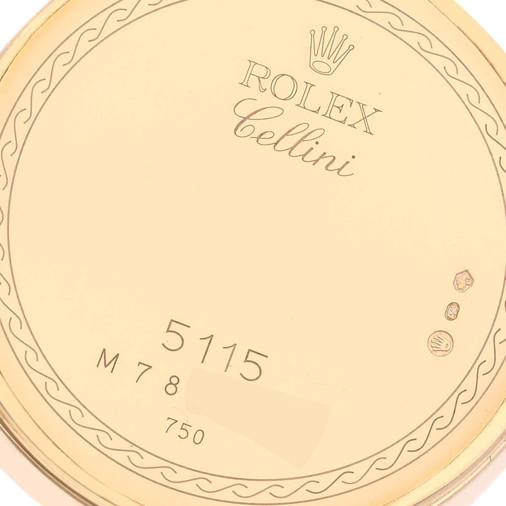Rolex Cellini Classic Champagne Decorated Dial Mens Watch 5115 Box Card