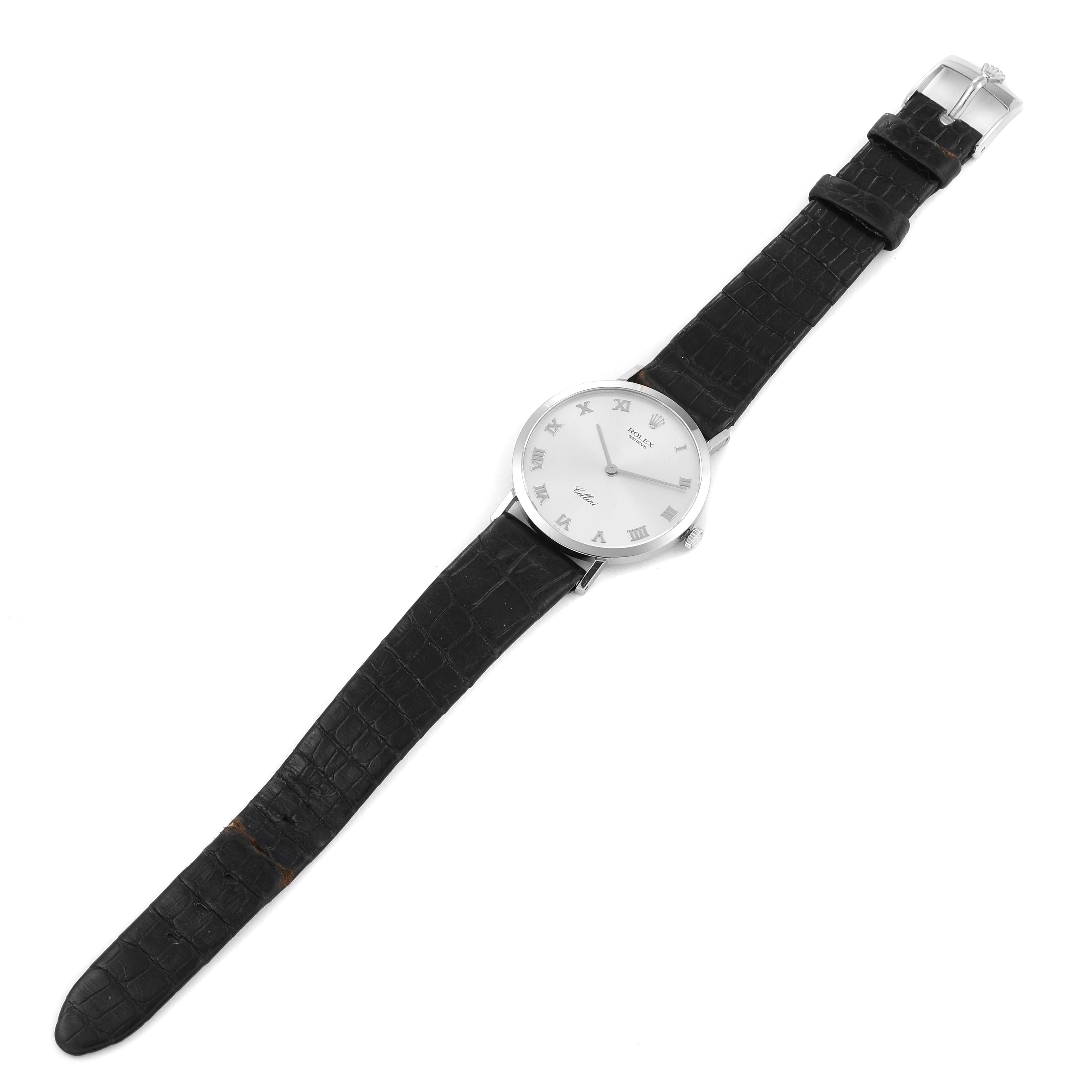 Rolex Cellini Classic Mens 18k White Gold Roman Dial Watch 4112