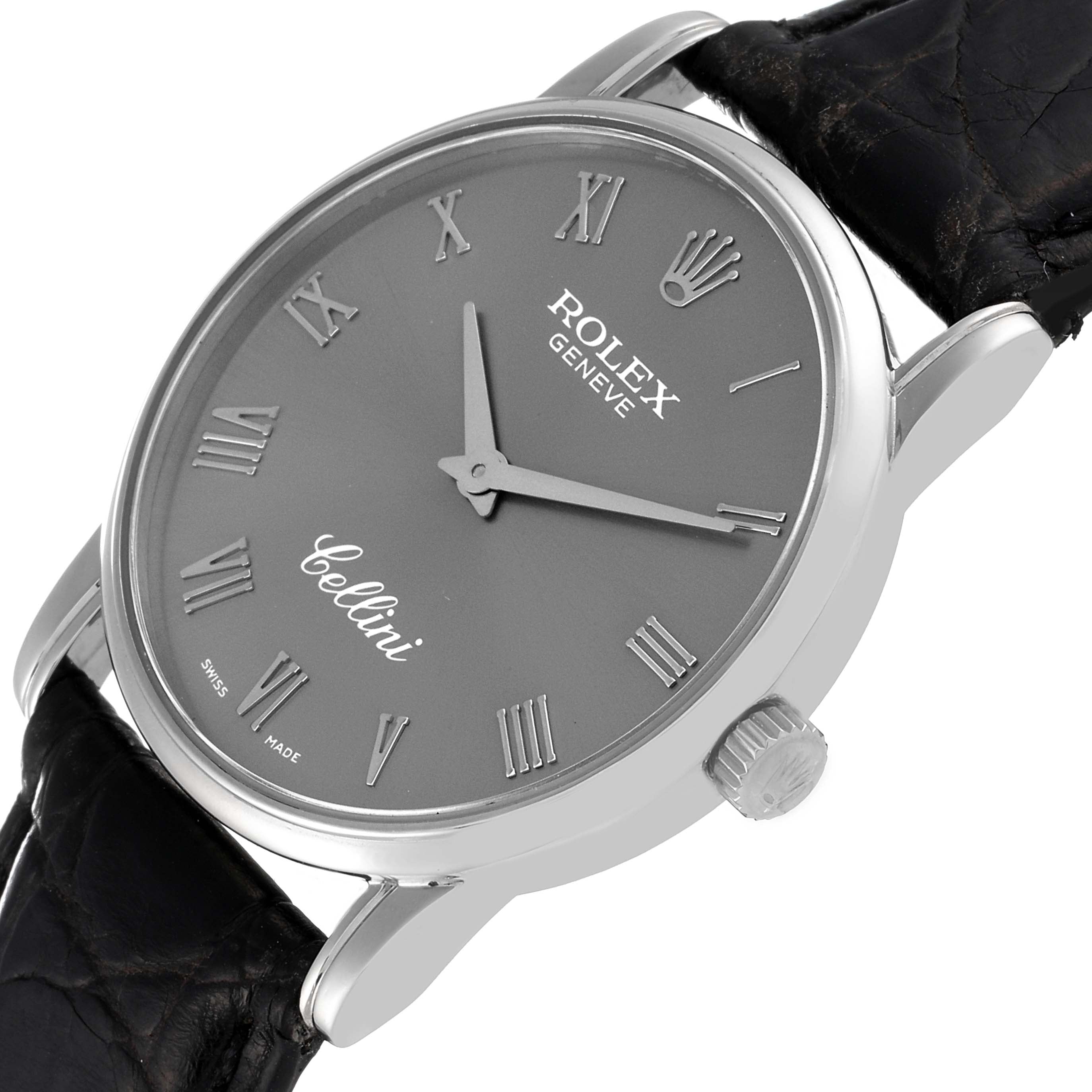 Rolex Cellini Classic Slate Dial White Gold Mens Watch 5116 Box Papers