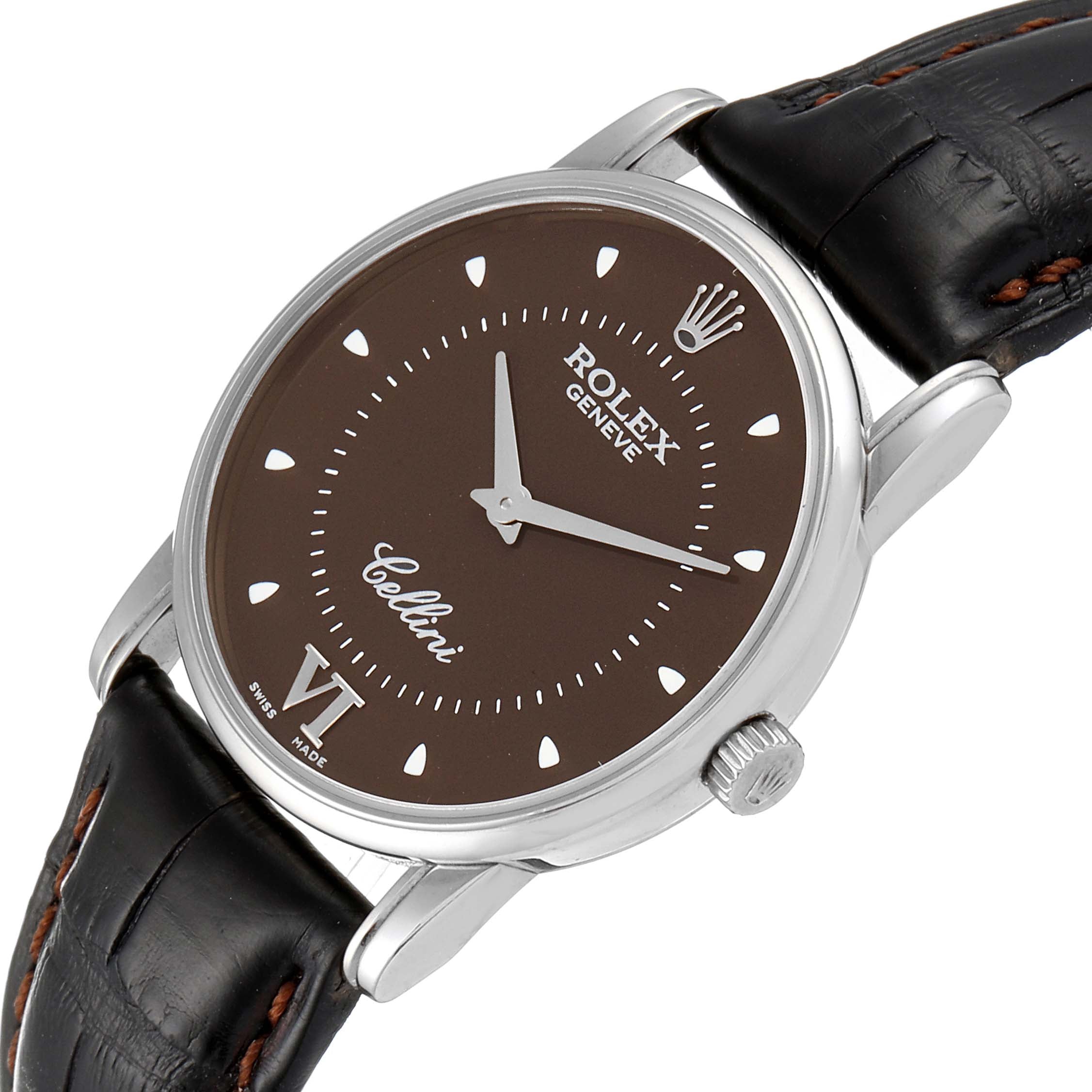Rolex Cellini Classic White Gold Brown Dial Watch 5116 Papers