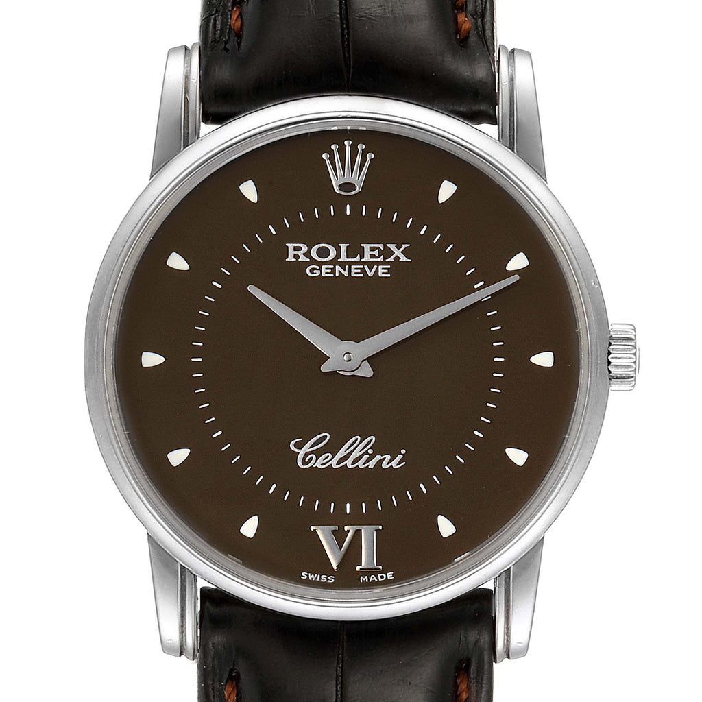 Rolex Cellini Classic White Gold Brown Dial Watch 5116 Papers