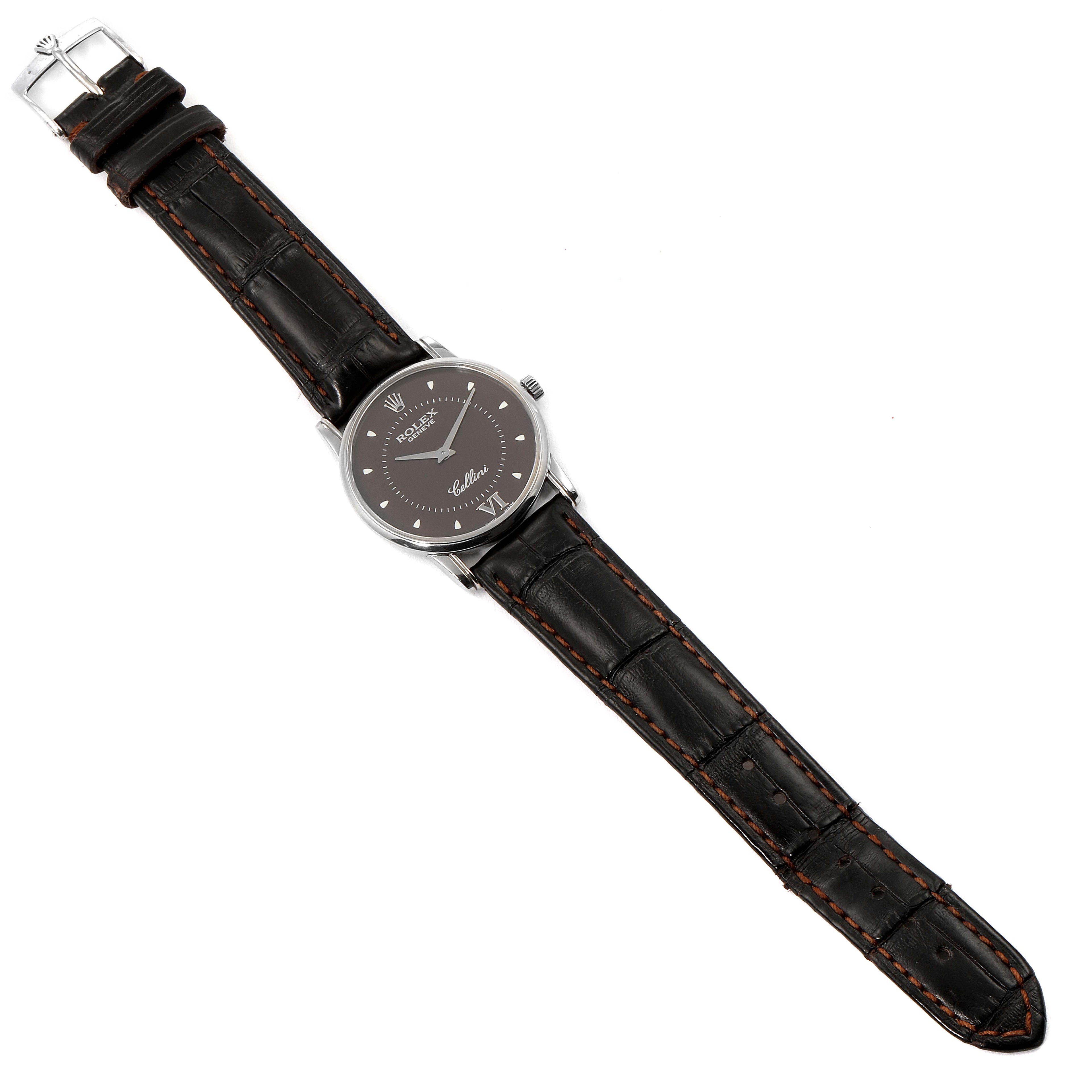 Rolex Cellini Classic White Gold Brown Dial Watch 5116 Papers