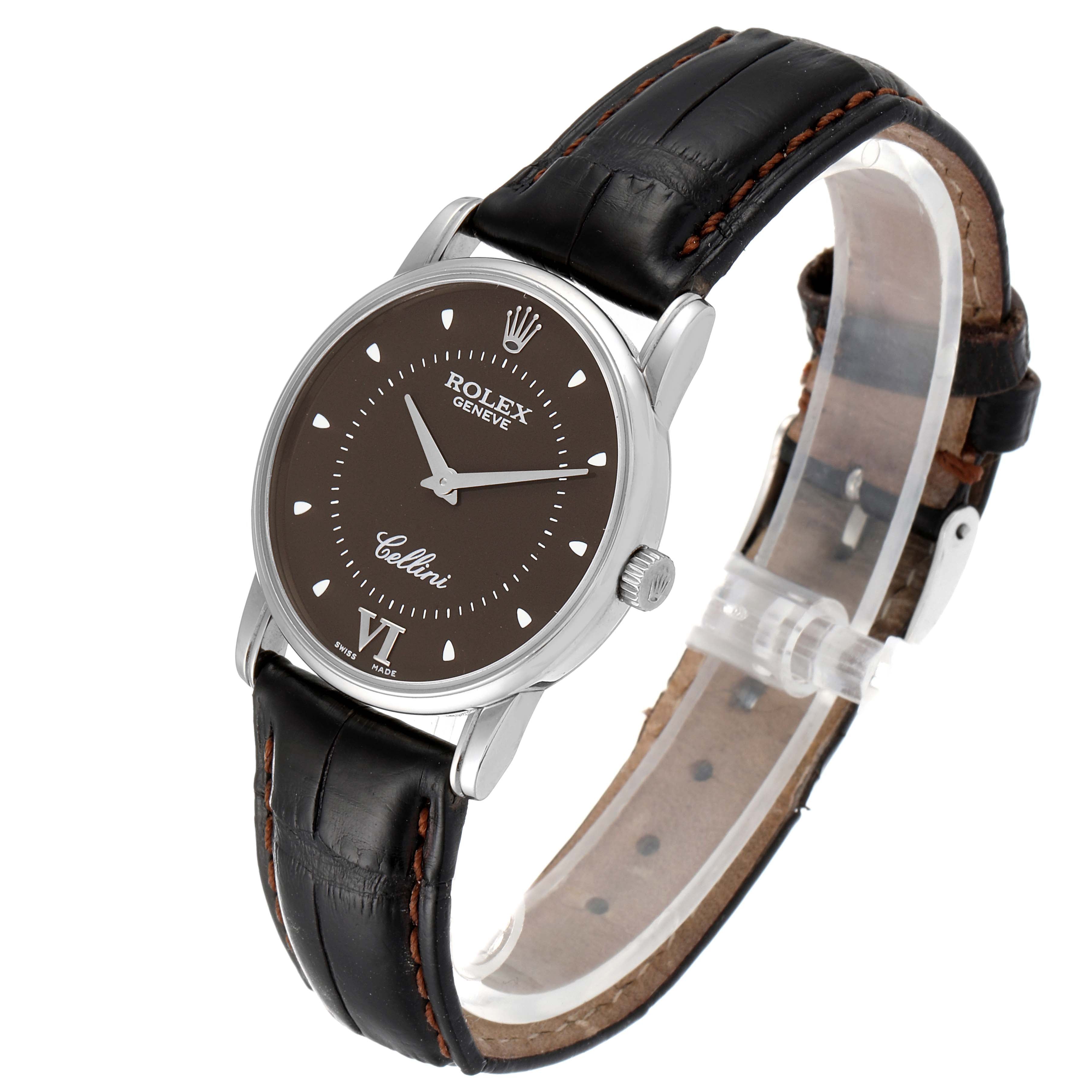 Rolex Cellini Classic White Gold Brown Dial Watch 5116 Papers