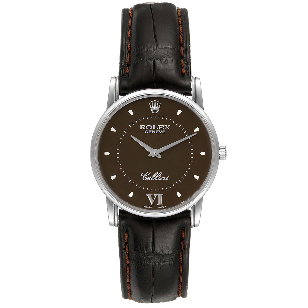Rolex Cellini Classic White Gold Brown Dial Watch 5116 Papers