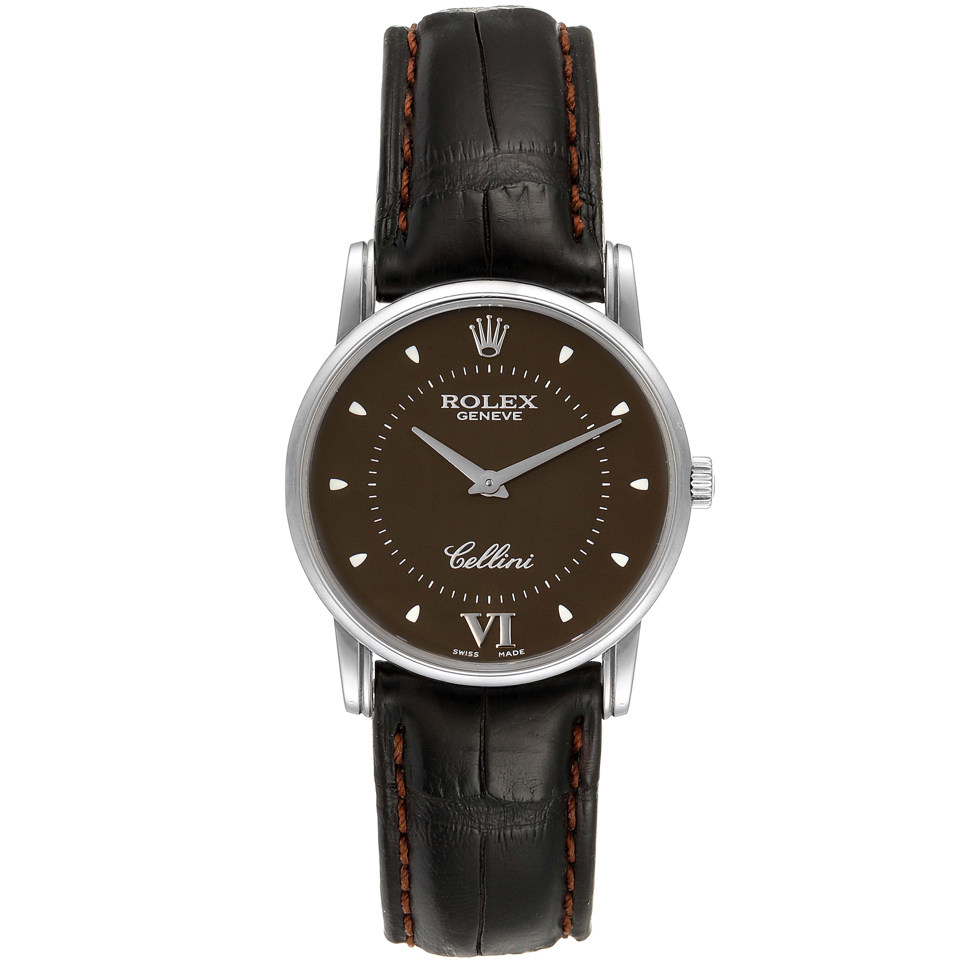 Rolex Cellini Classic White Gold Brown Dial Watch 5116 Papers