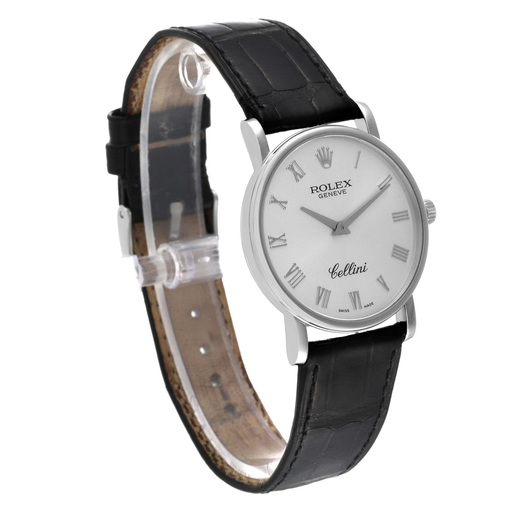 Rolex Cellini Classic White Gold Silver Dial Mens Watch 5115 Box Papers