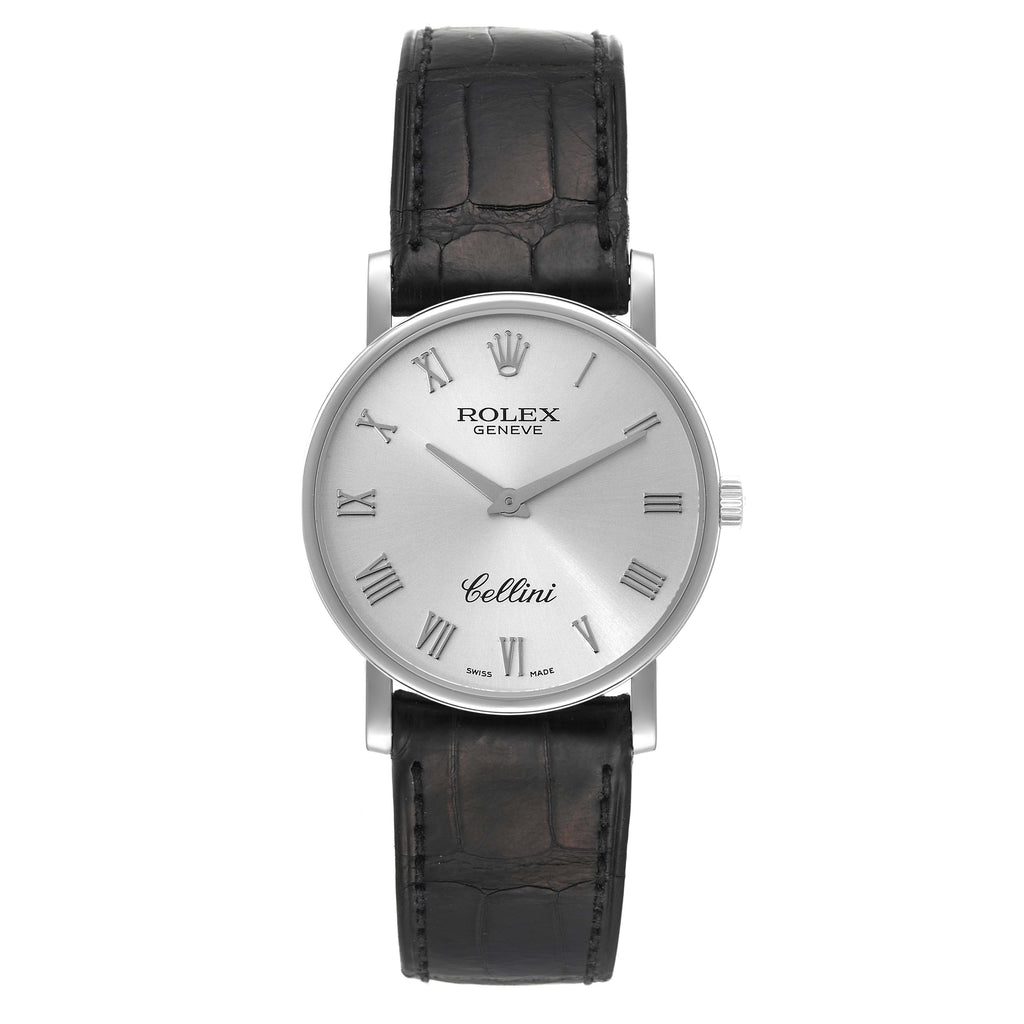 Rolex Cellini Classic White Gold Silver Dial Mens Watch 5115 Box Papers