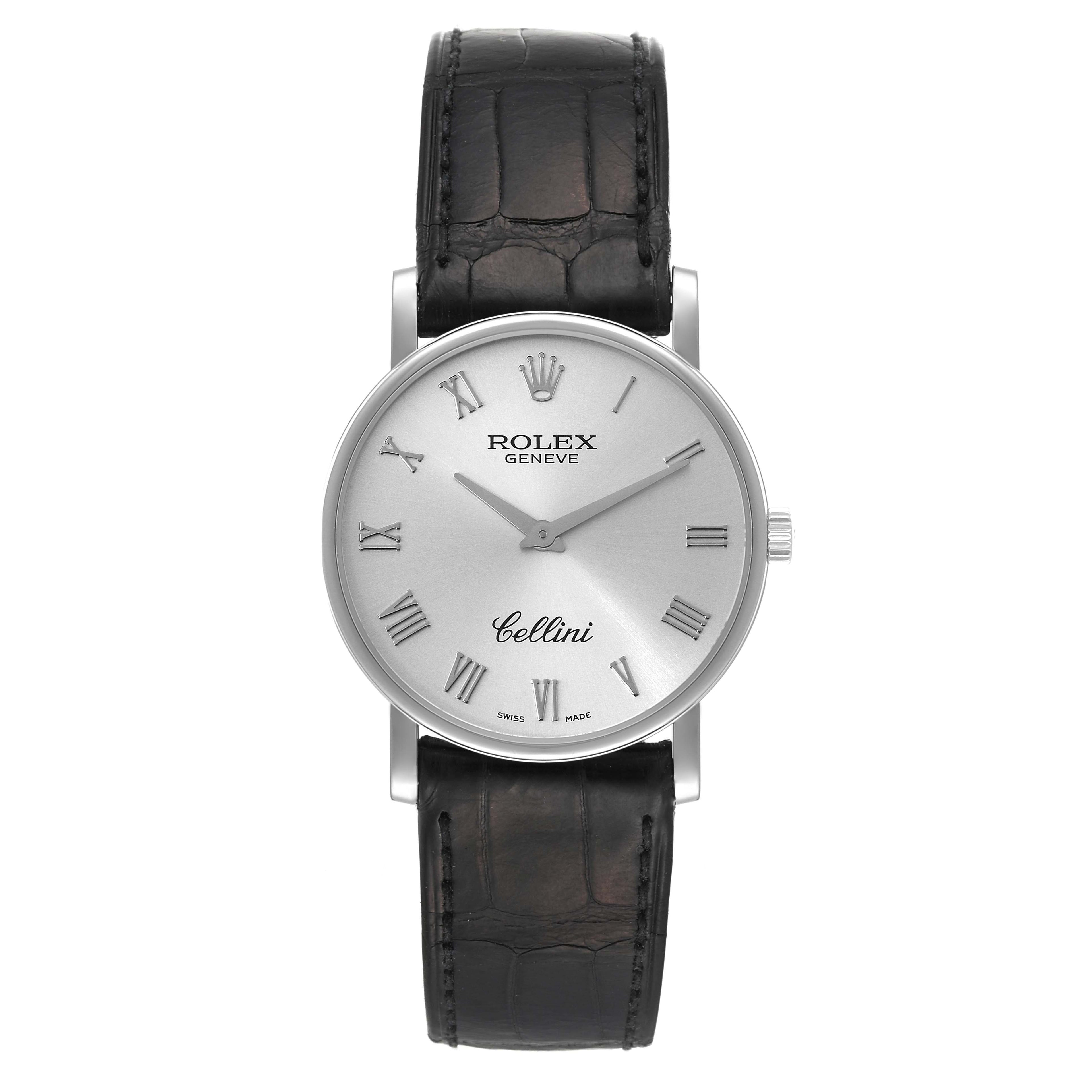 Rolex Cellini Classic White Gold Silver Dial Mens Watch 5115 Box Papers