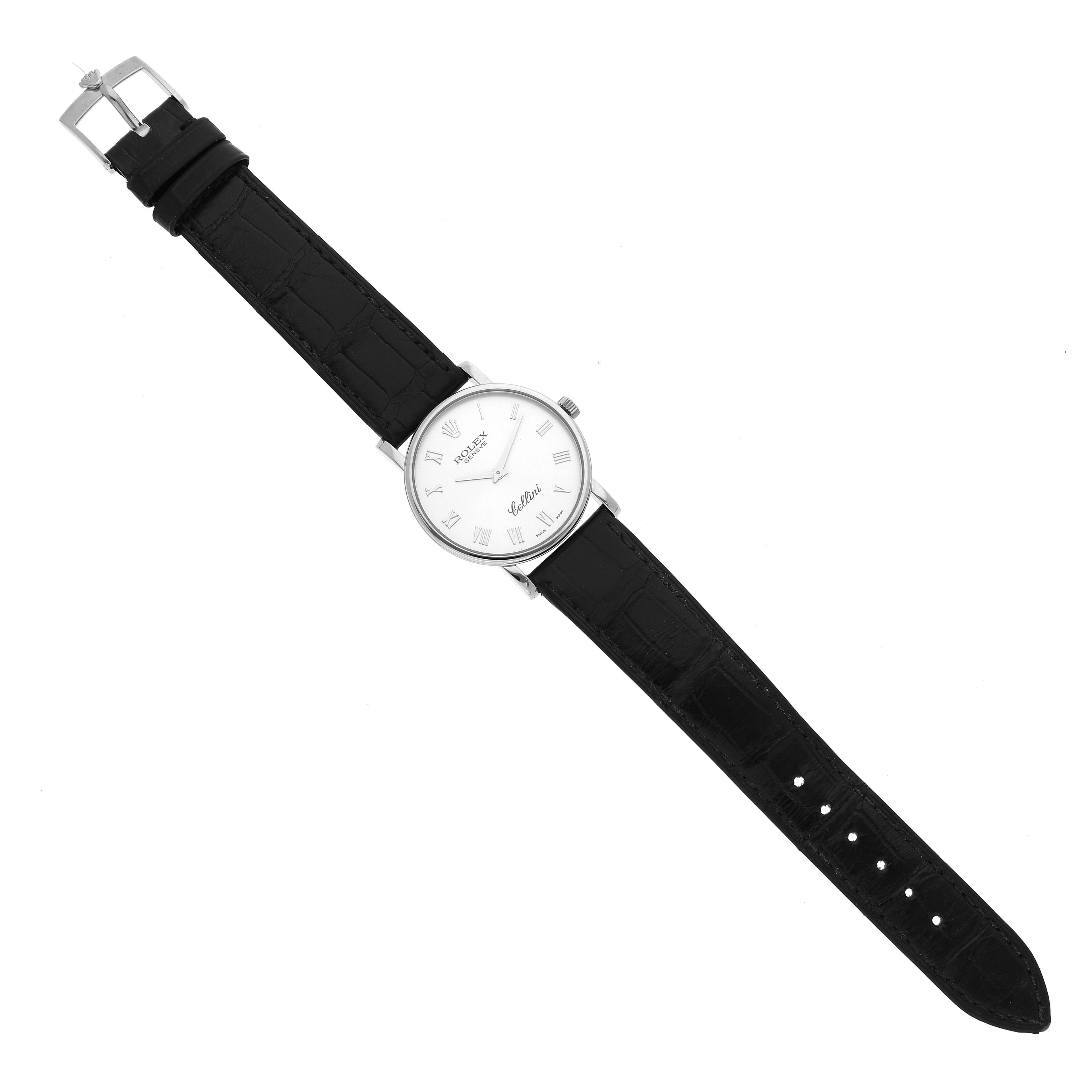 Rolex Cellini Classic White Gold Silver Dial Mens Watch 5115 Box Papers