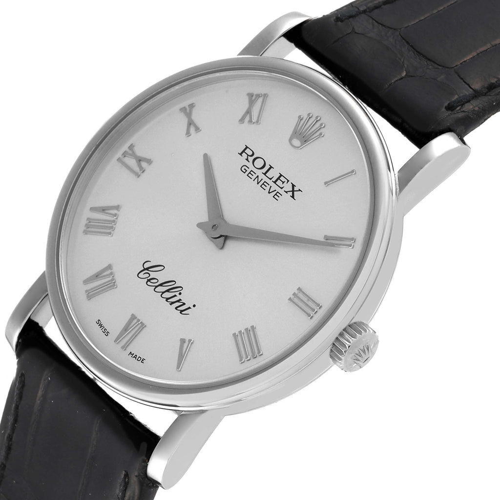 Rolex Cellini Classic White Gold Silver Dial Mens Watch 5115 Box Papers