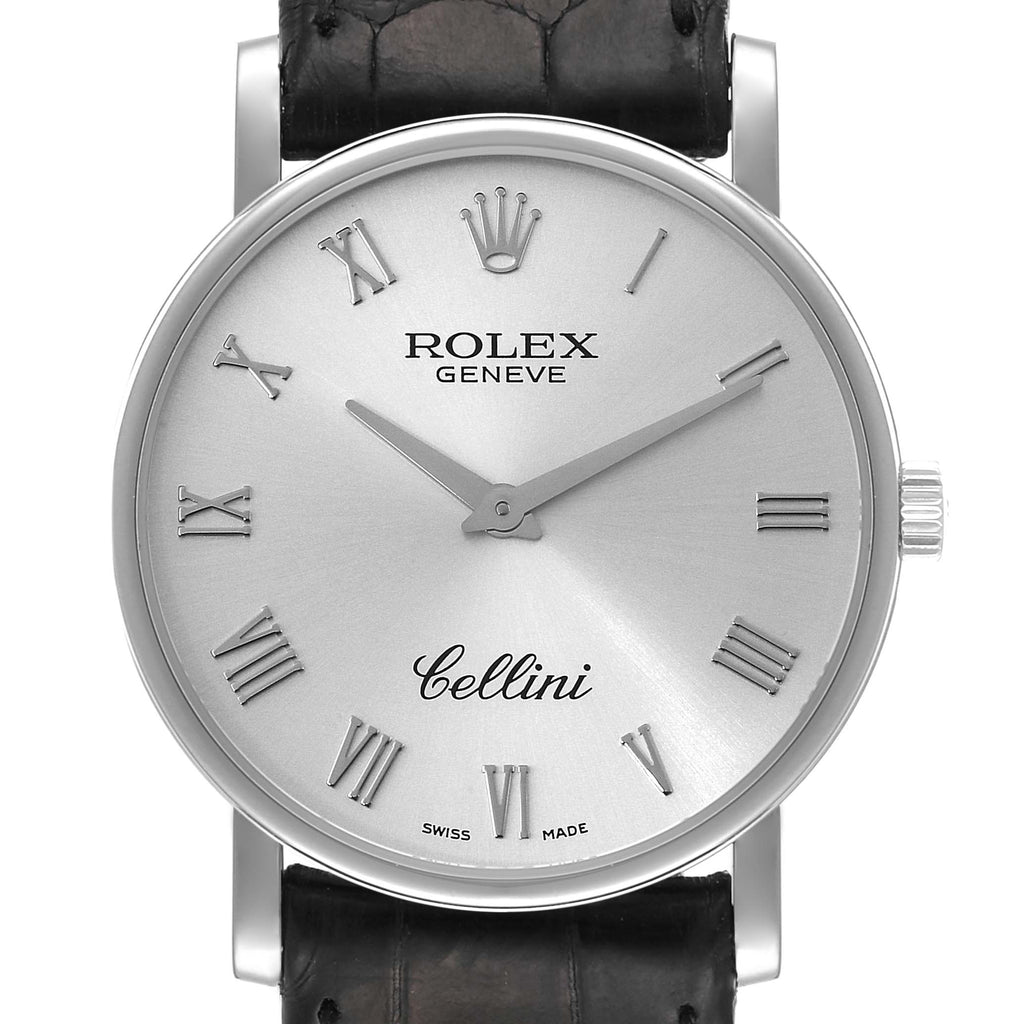 Rolex Cellini Classic White Gold Silver Dial Mens Watch 5115 Box Papers