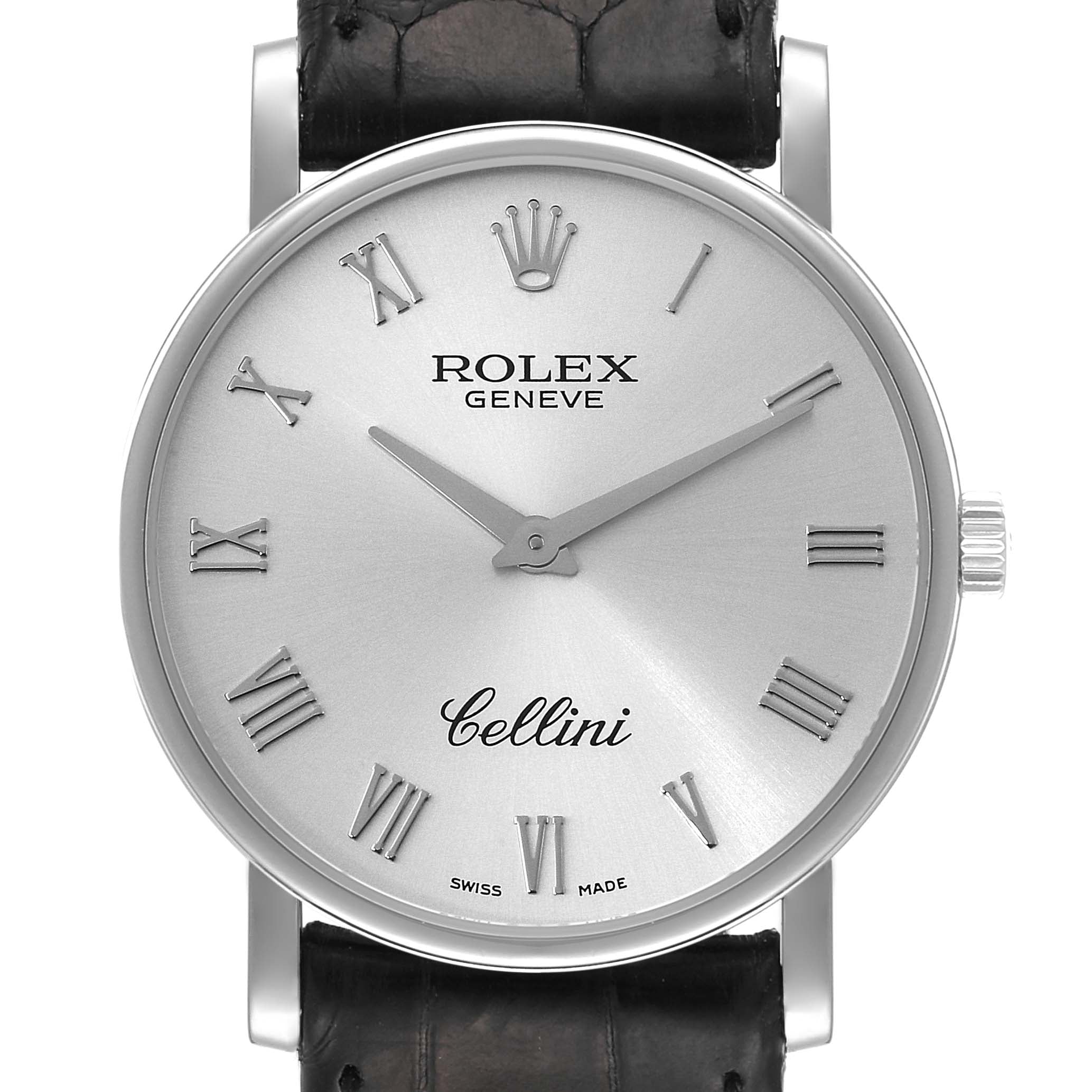 Rolex Cellini Classic White Gold Silver Dial Mens Watch 5115 Box Papers