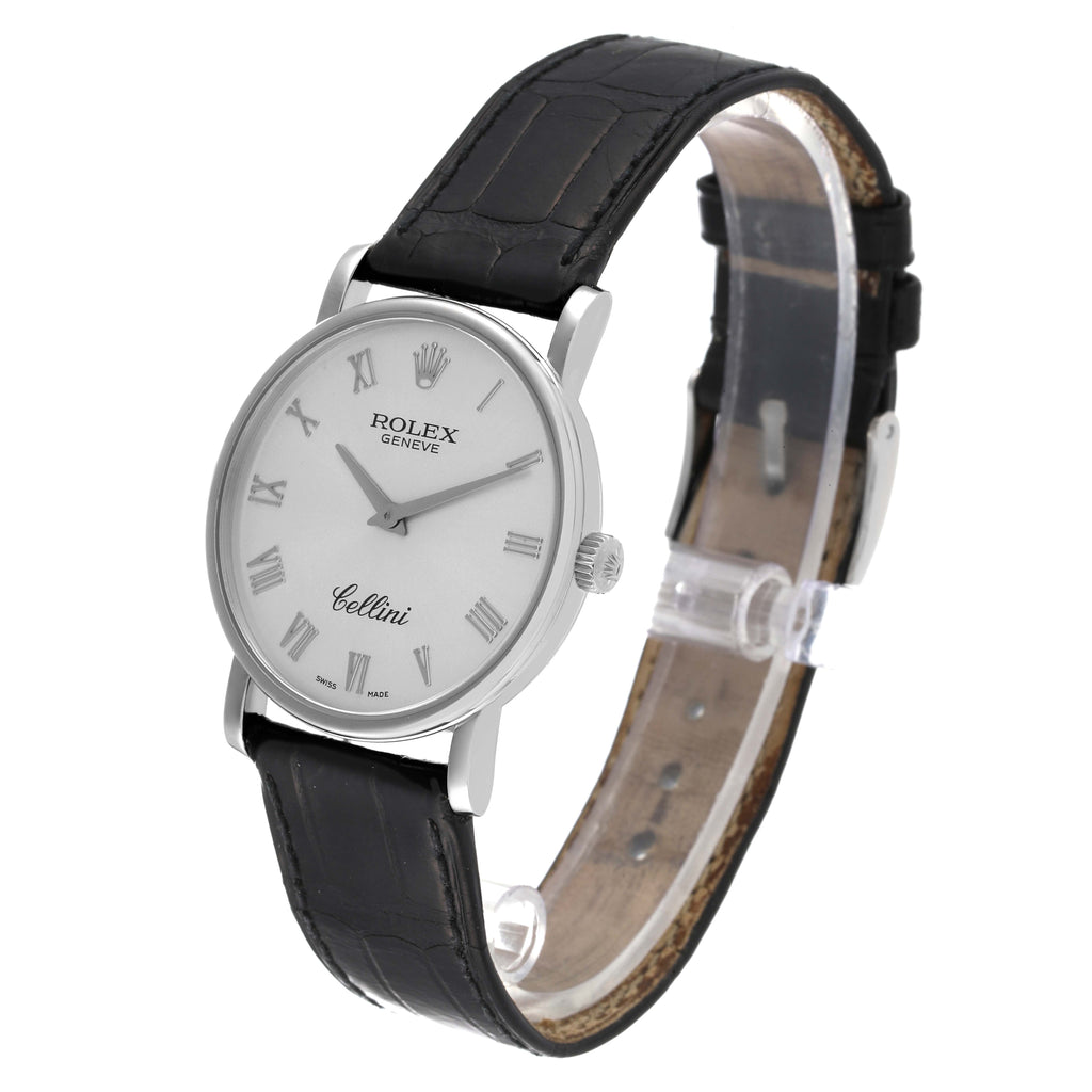 Rolex Cellini Classic White Gold Silver Dial Mens Watch 5115 Box Papers