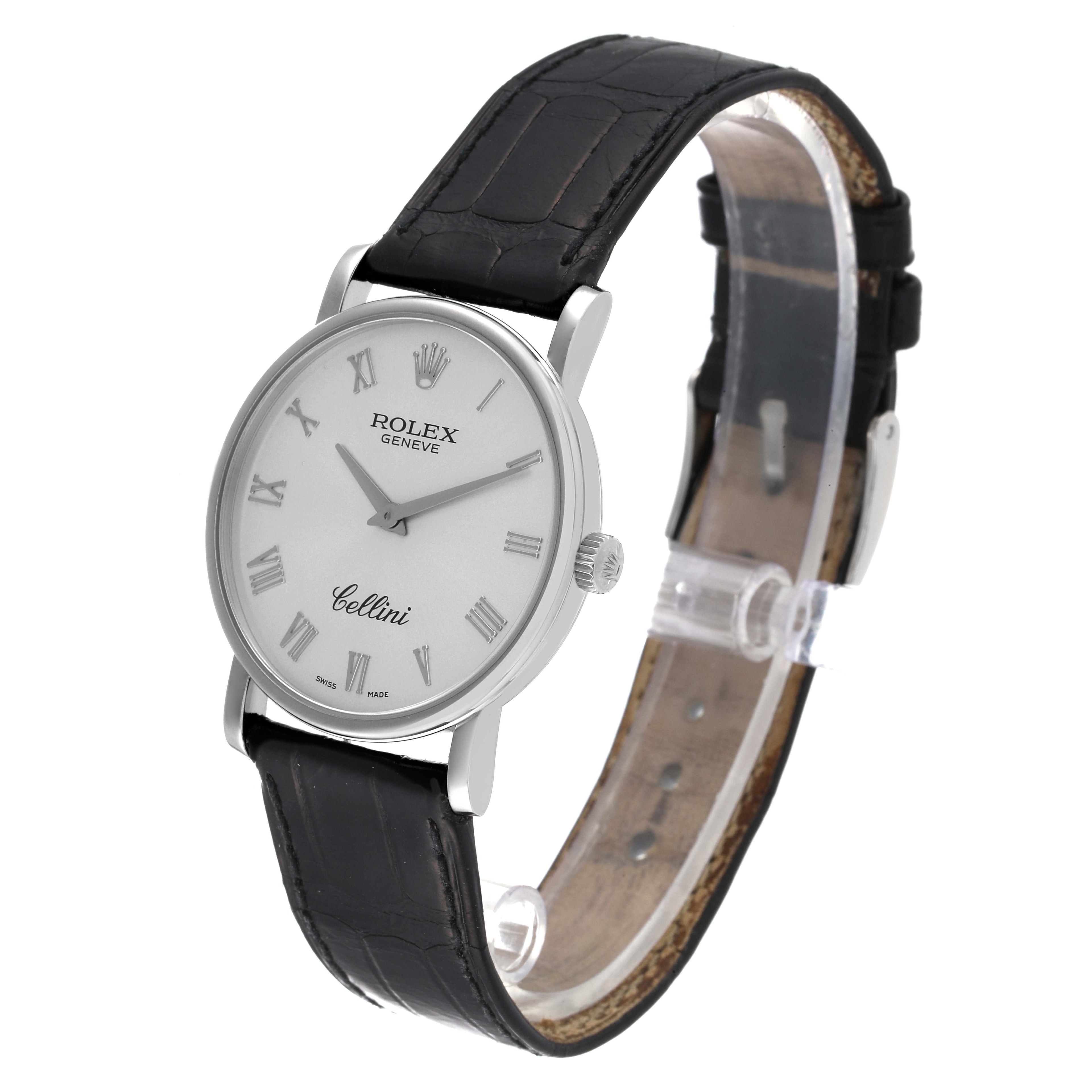 Rolex Cellini Classic White Gold Silver Dial Mens Watch 5115 Box Papers