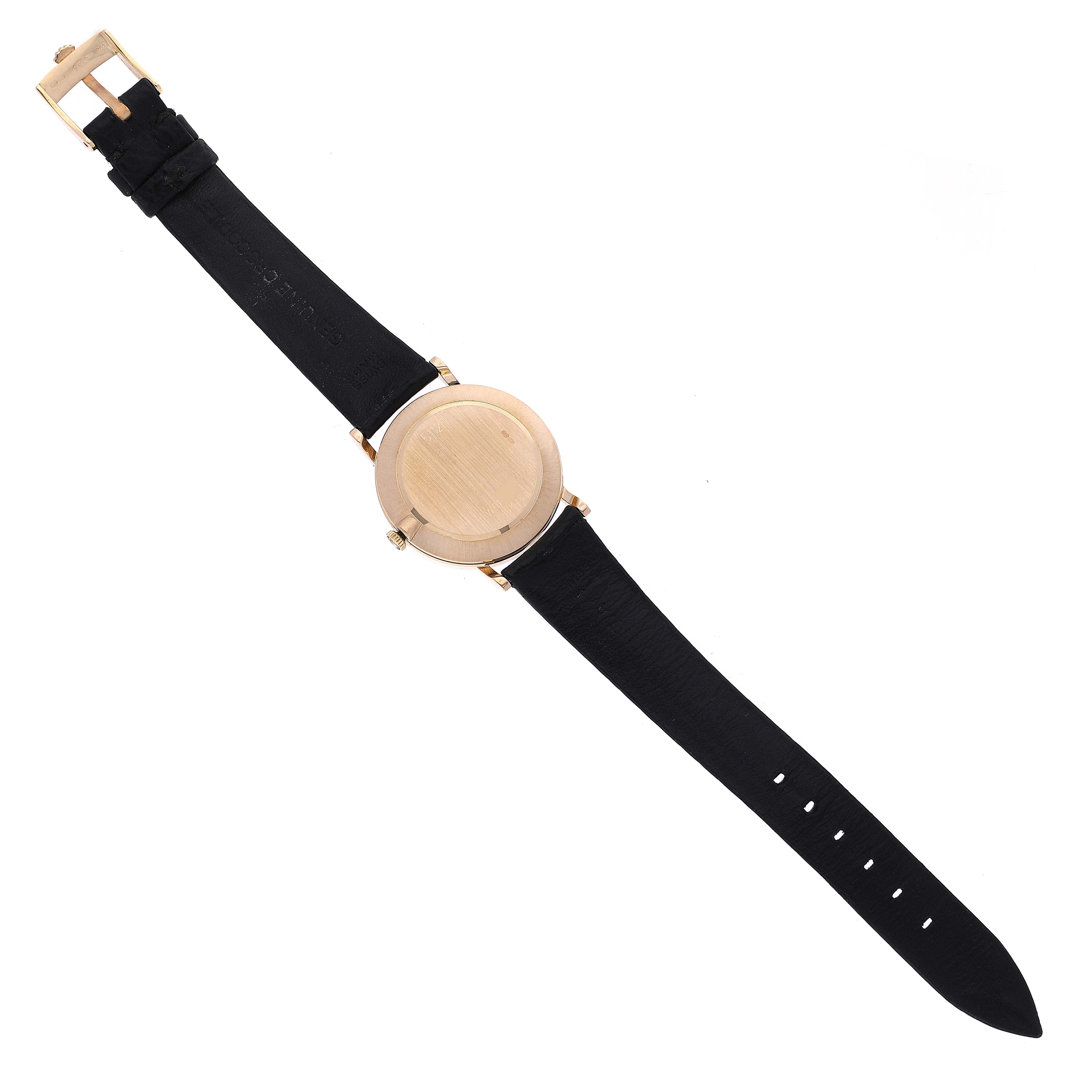 Rolex Cellini Classic Yellow Gold Anniversary Dial Black Strap Watch 5112