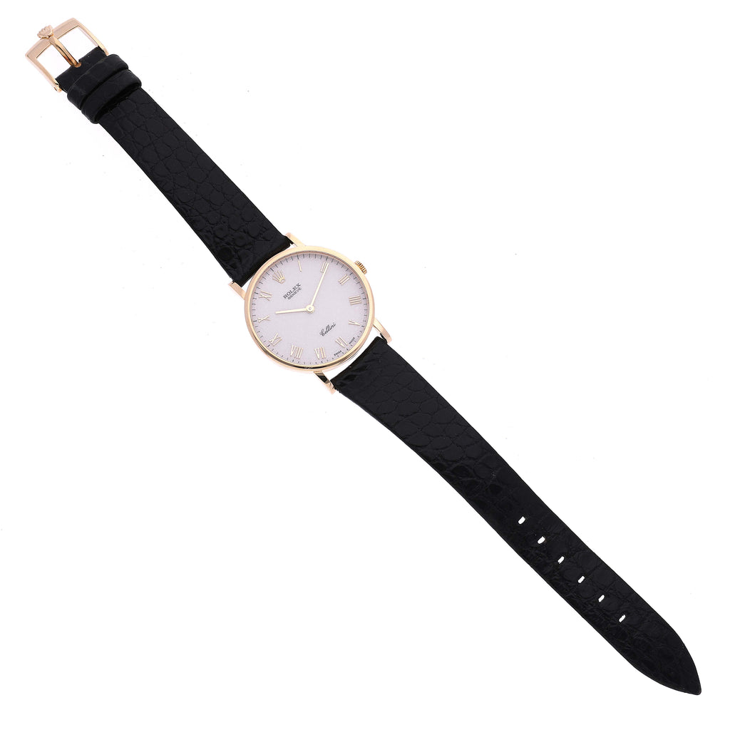 Rolex Cellini Classic Yellow Gold Anniversary Dial Black Strap Watch 5112