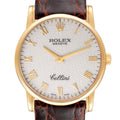 Rolex Cellini Classic Yellow Gold Anniversary Dial Black Strap Watch 5116 Box P