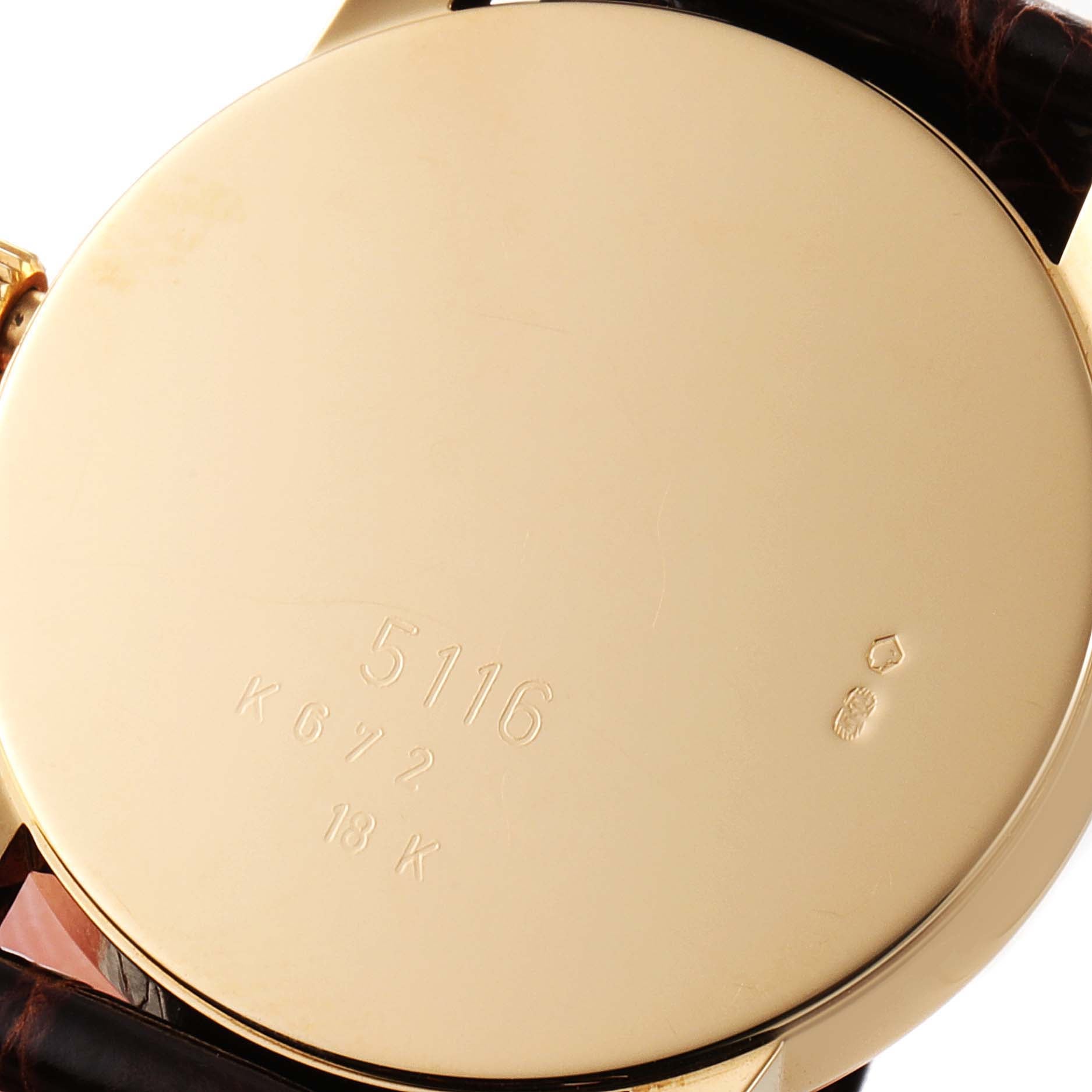 Rolex Cellini Classic Yellow Gold Anniversary Dial Black Strap Watch 5116 Box P