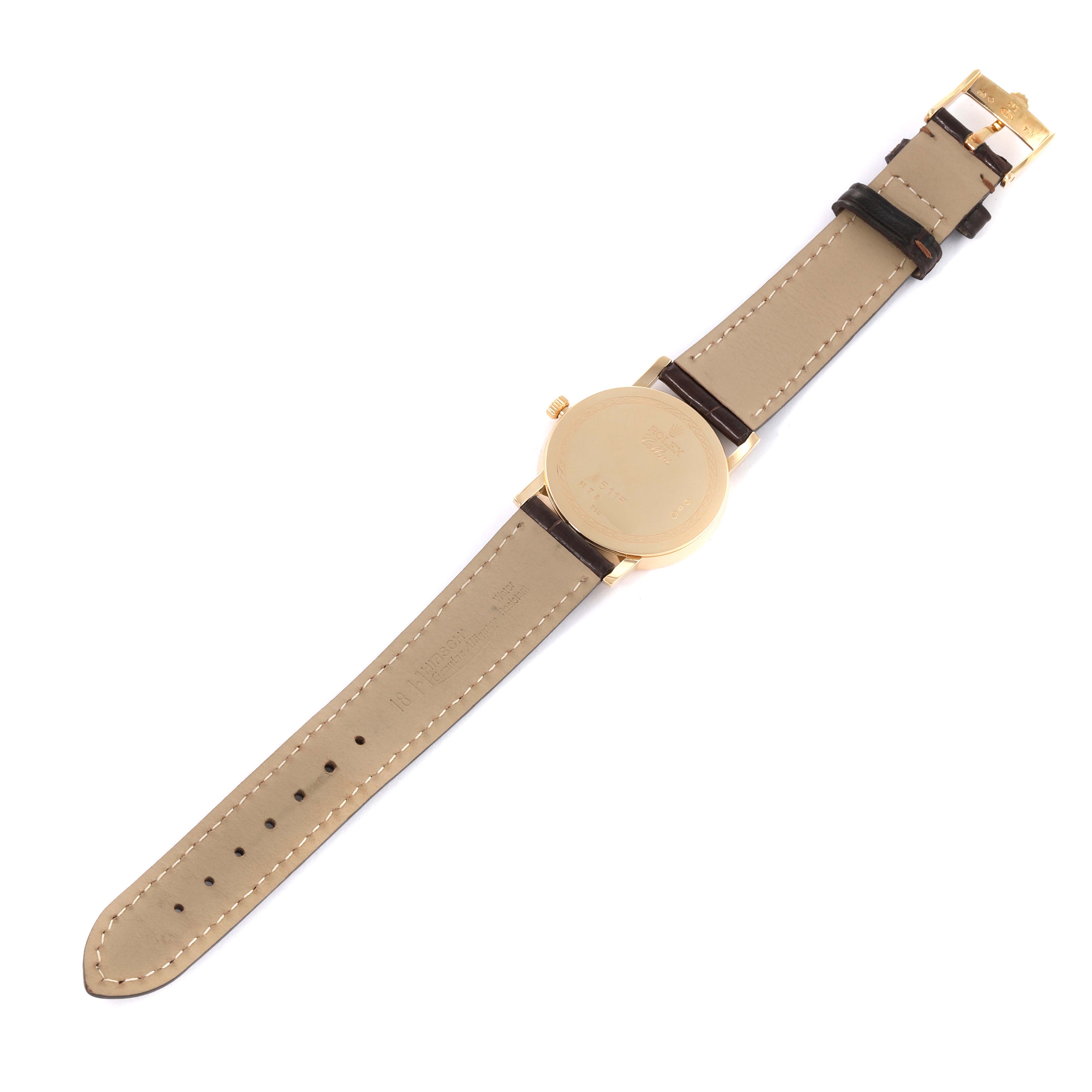 Rolex Cellini Classic Yellow Gold Anniversary Dial Mens Watch 5115 Box Card