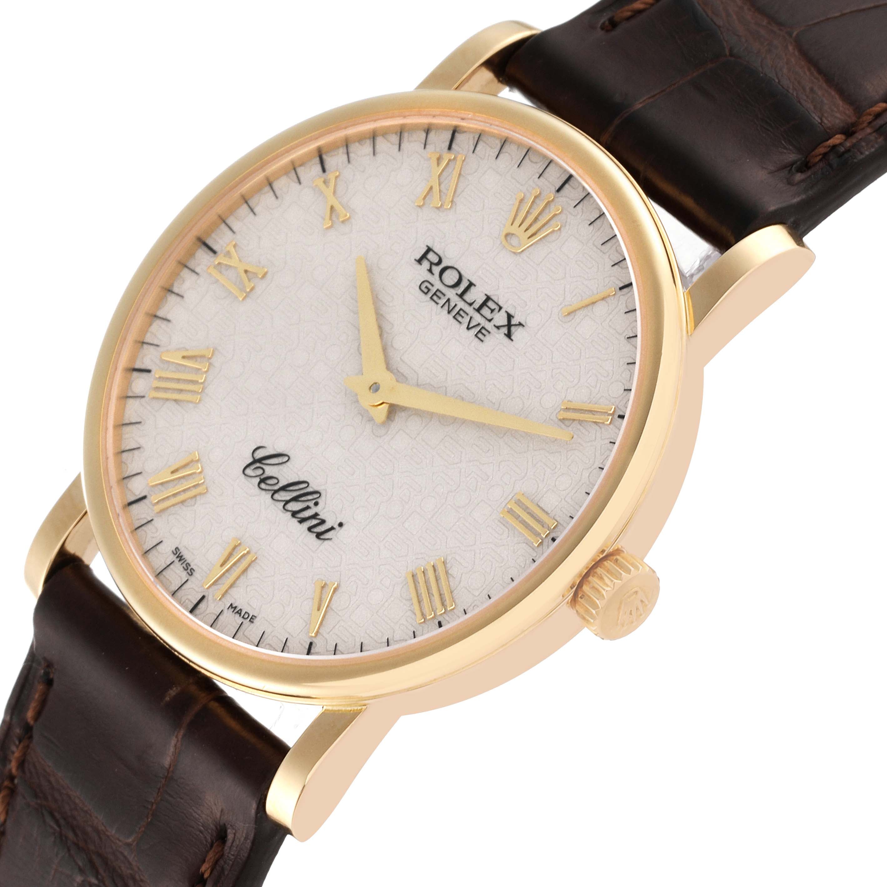 Rolex Cellini Classic Yellow Gold Anniversary Dial Mens Watch 5115 Box Card